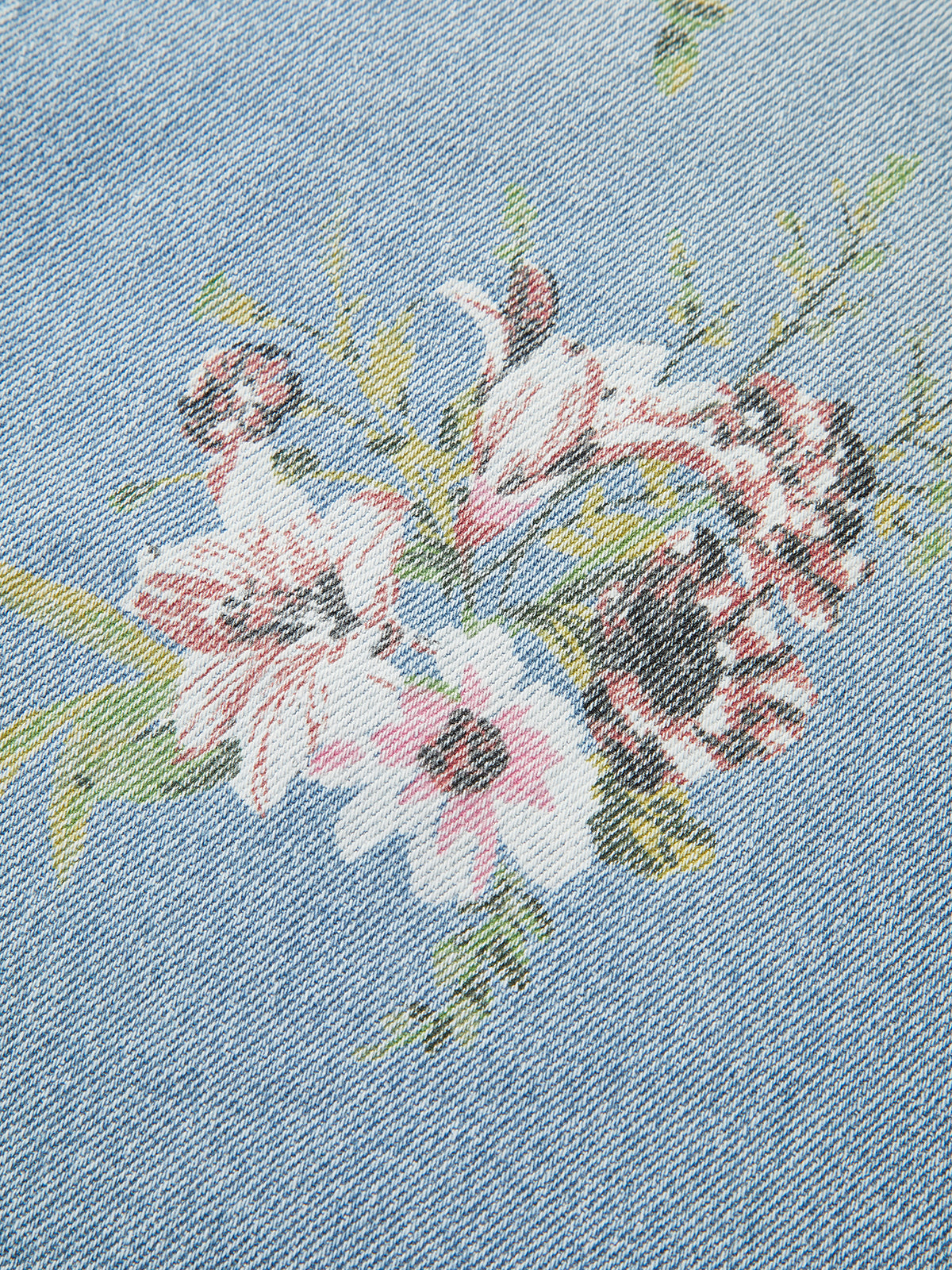 Jeans mit Blumenmuster und mittelhohem Bund