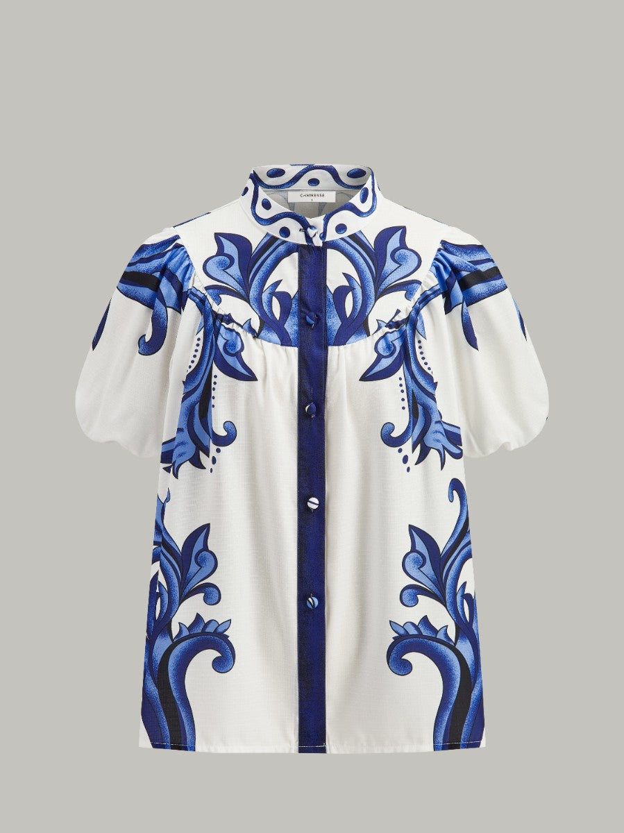 Ensemble jupe à manches bouffantes et imprimé floral avec poches