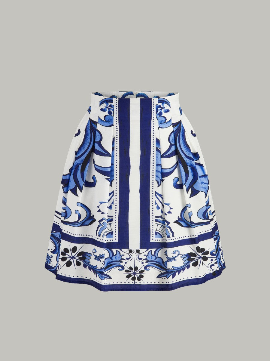 Ensemble jupe à manches bouffantes et imprimé floral avec poches