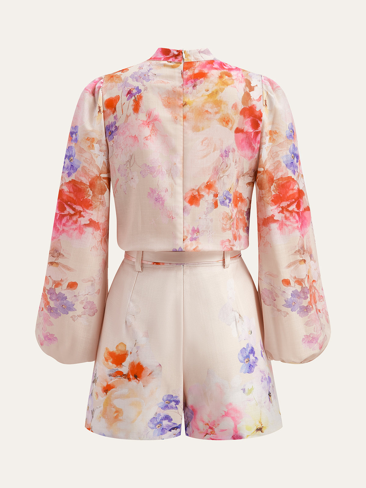 Ensemble short ceinturé imprimé floral aquarelle
