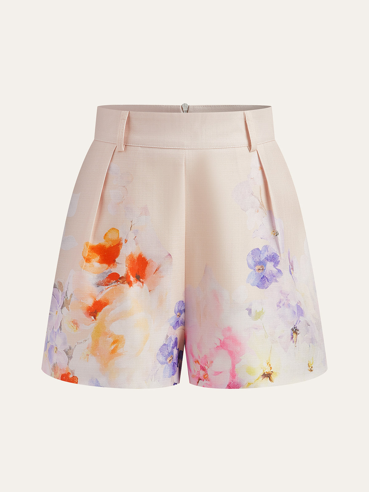 Watercolor Floral Belted Shorts Set