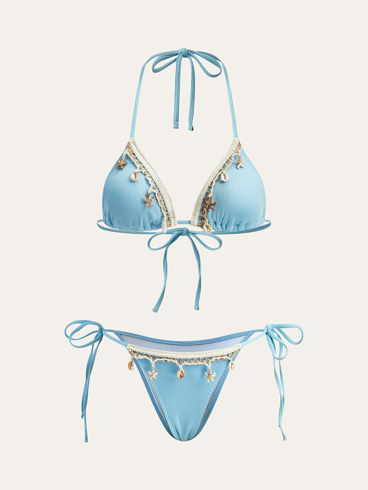 Bikini-Set mit Muschelbesatz