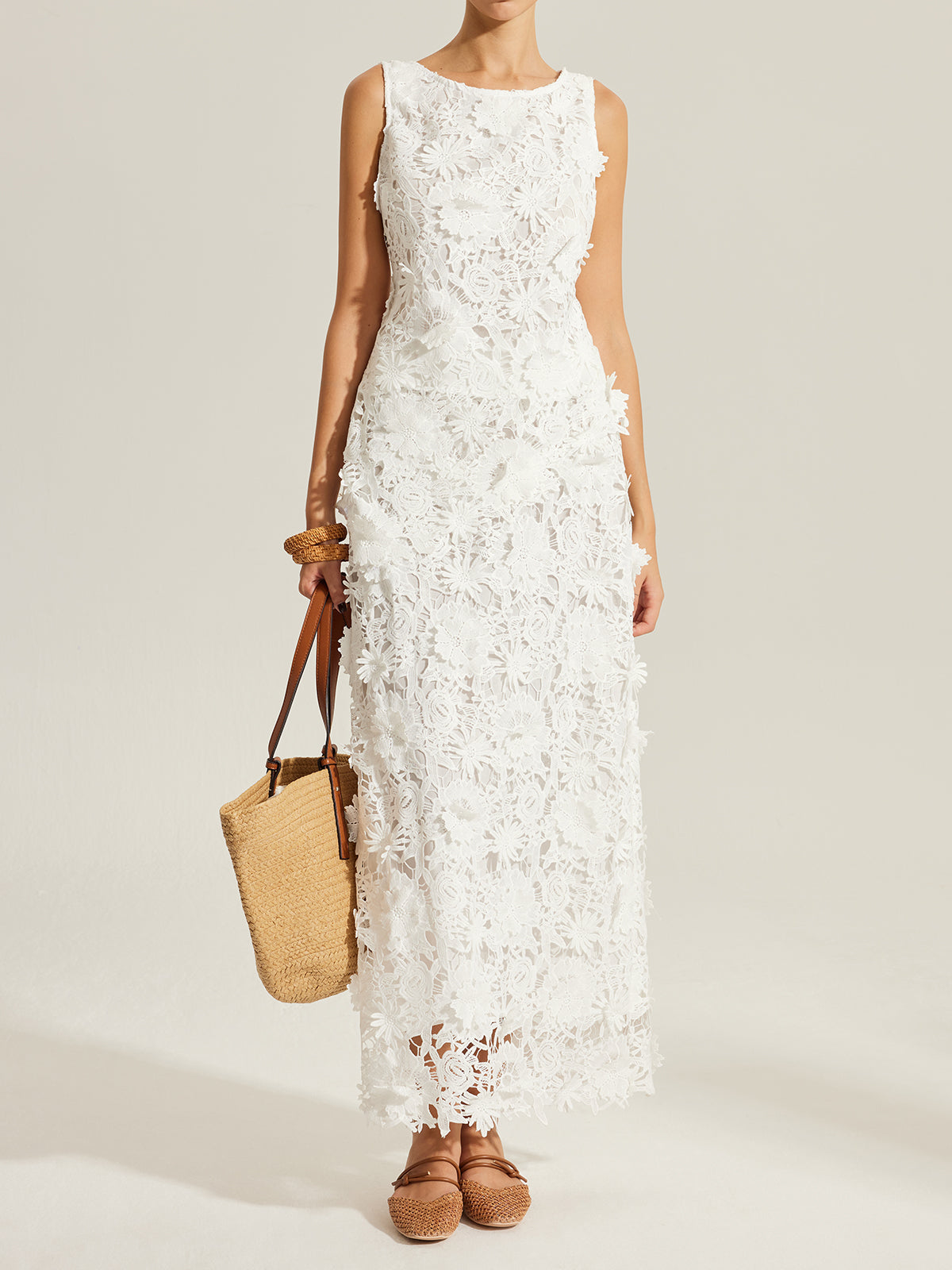 Floral Embroidered Semi-Sheer Lace Skirt