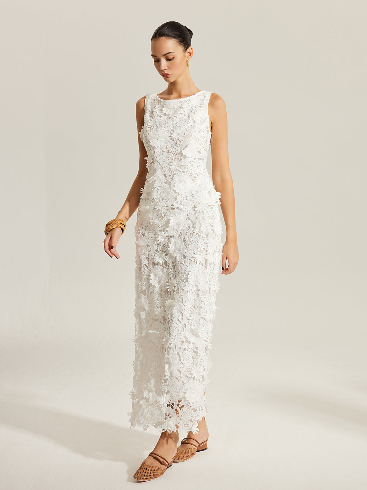 Floral Embroidered Sleeveless Lace Top