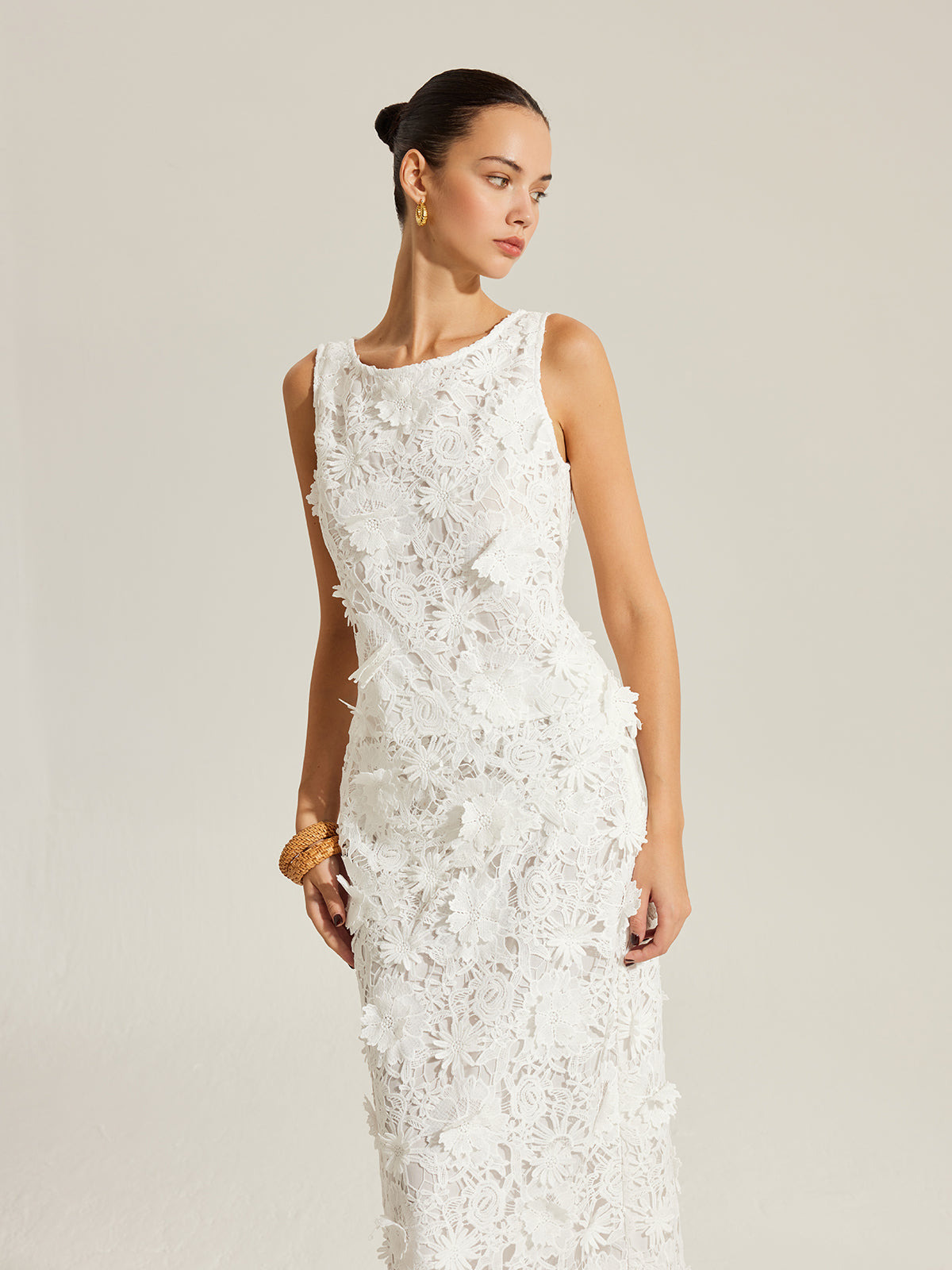 Floral Embroidered Sleeveless Lace Top