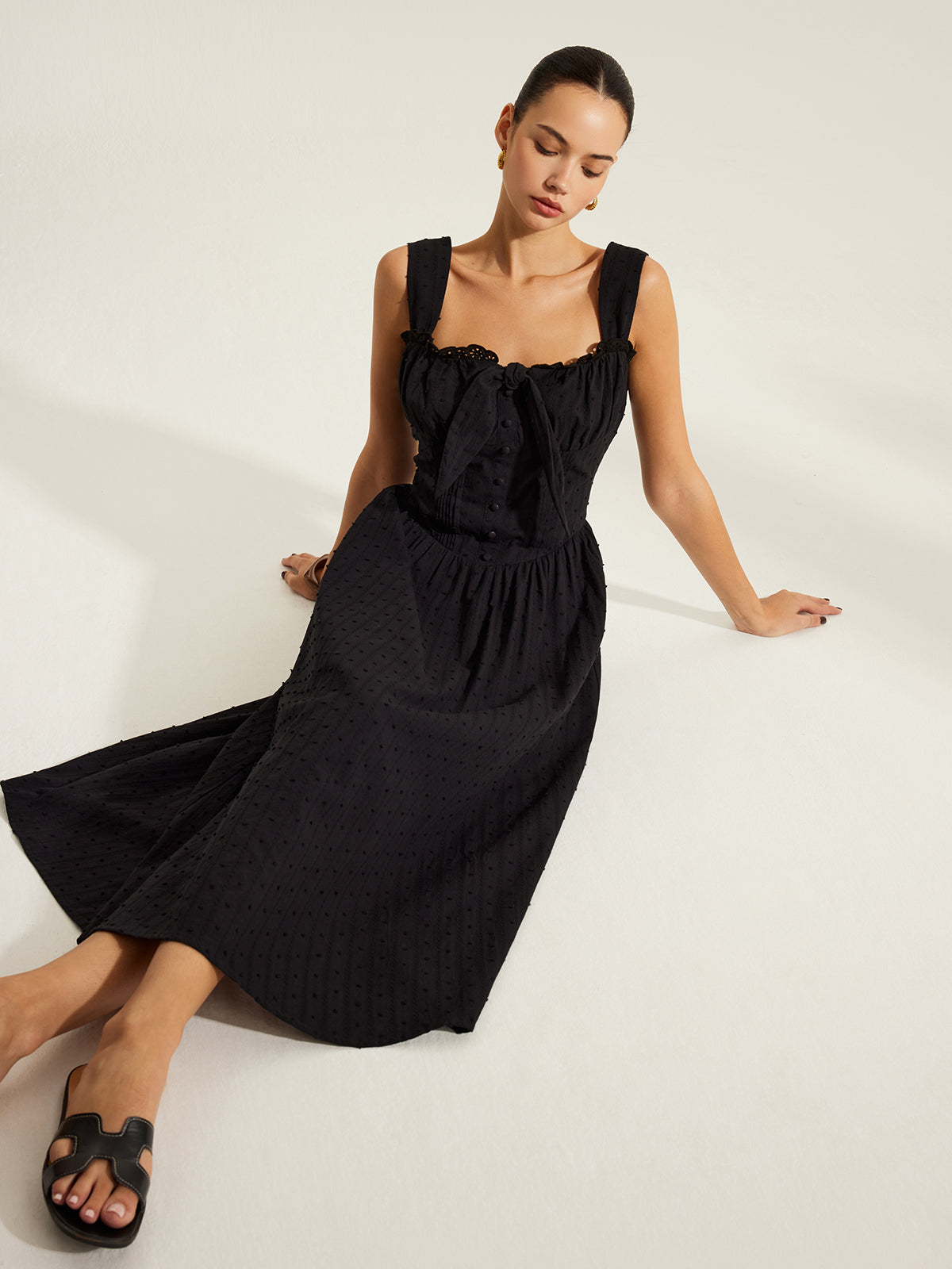 Robe en coton à encolure cœur