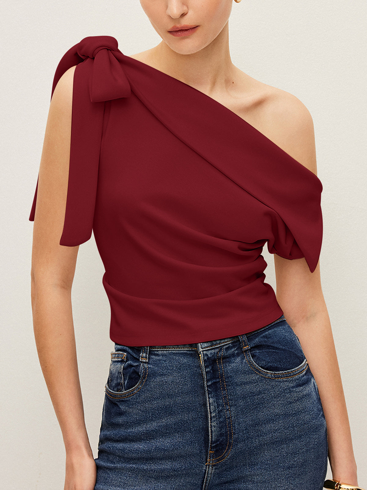 One-Shoulder Top With Bow Detail