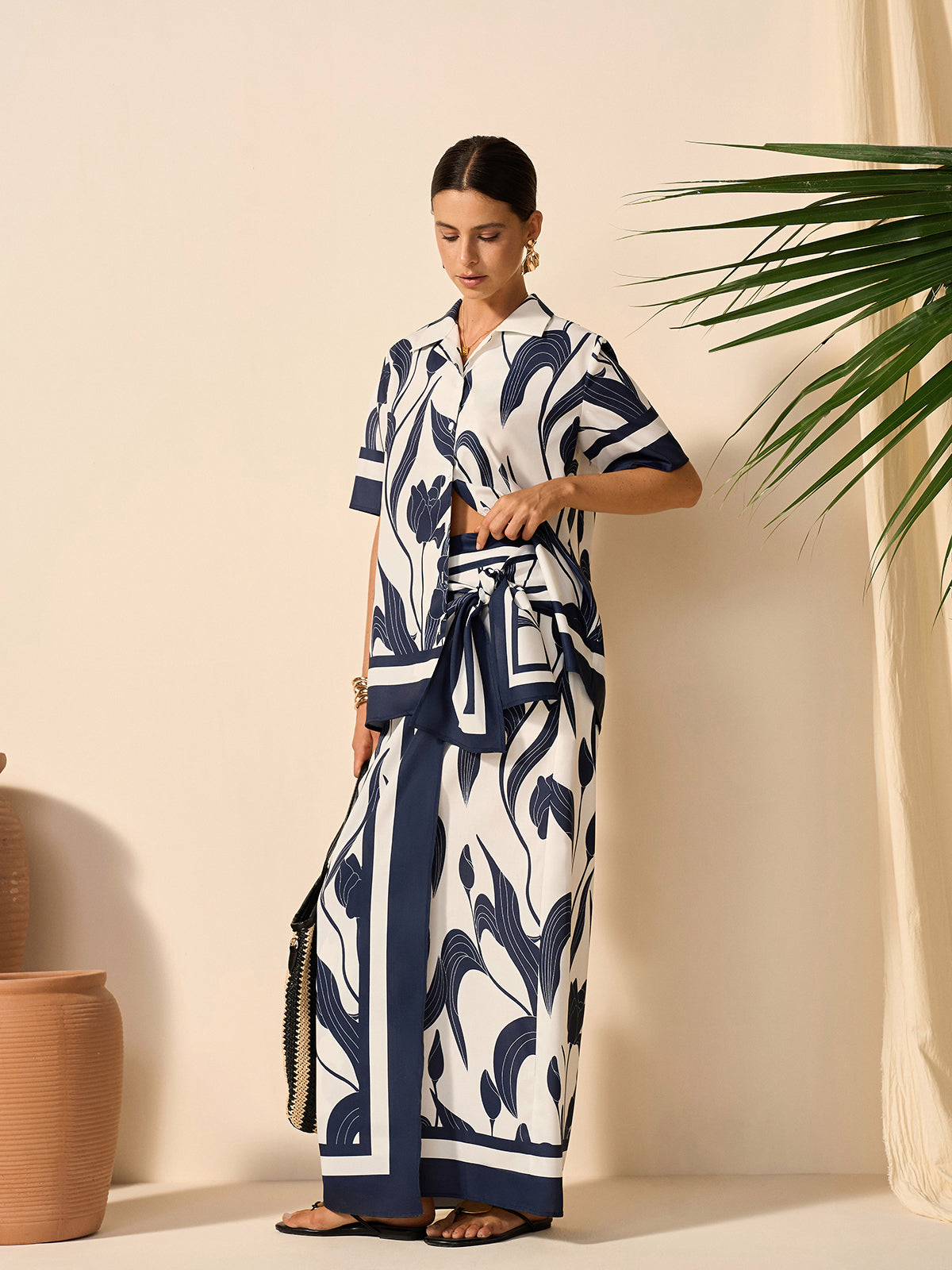 Floral Print Semi-Sheer Button-Up Shirt