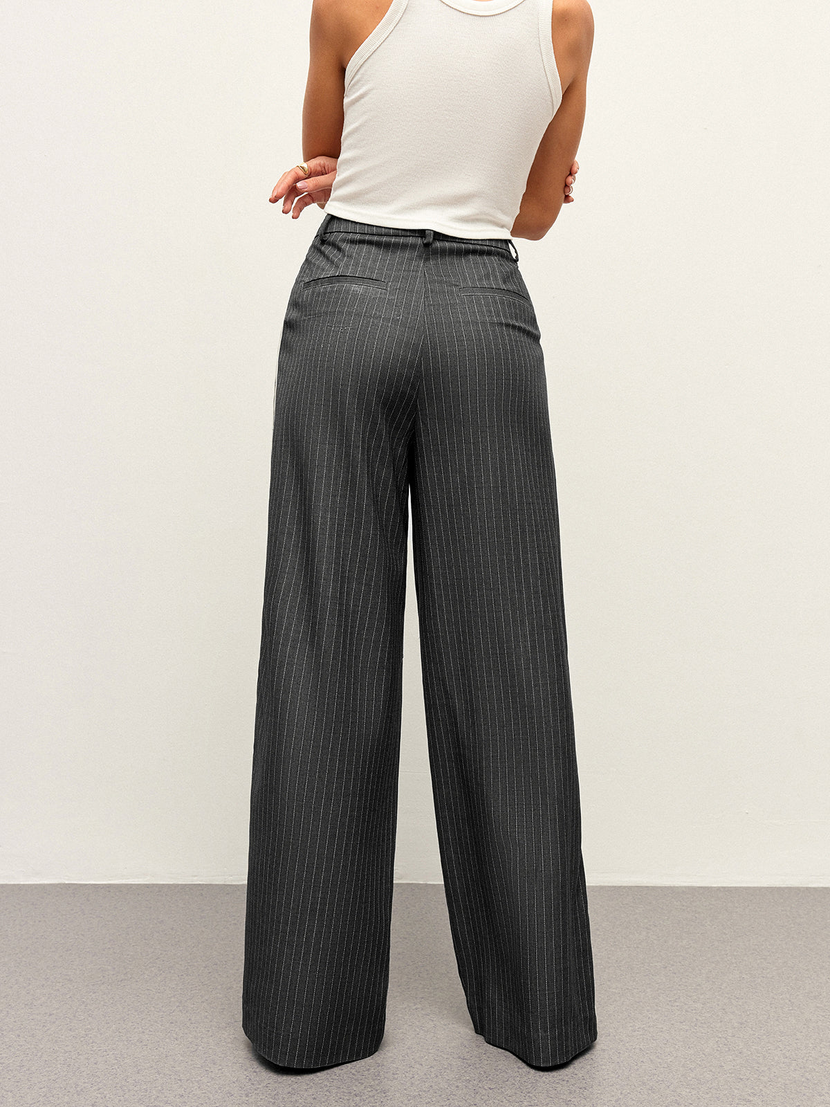 Pantalon à panneaux rayés taille mi-haute