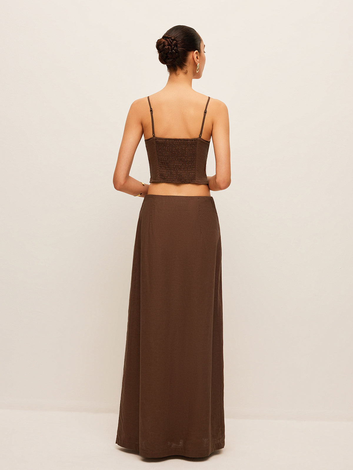 Ensemble jupe boutonnée en coton et lin