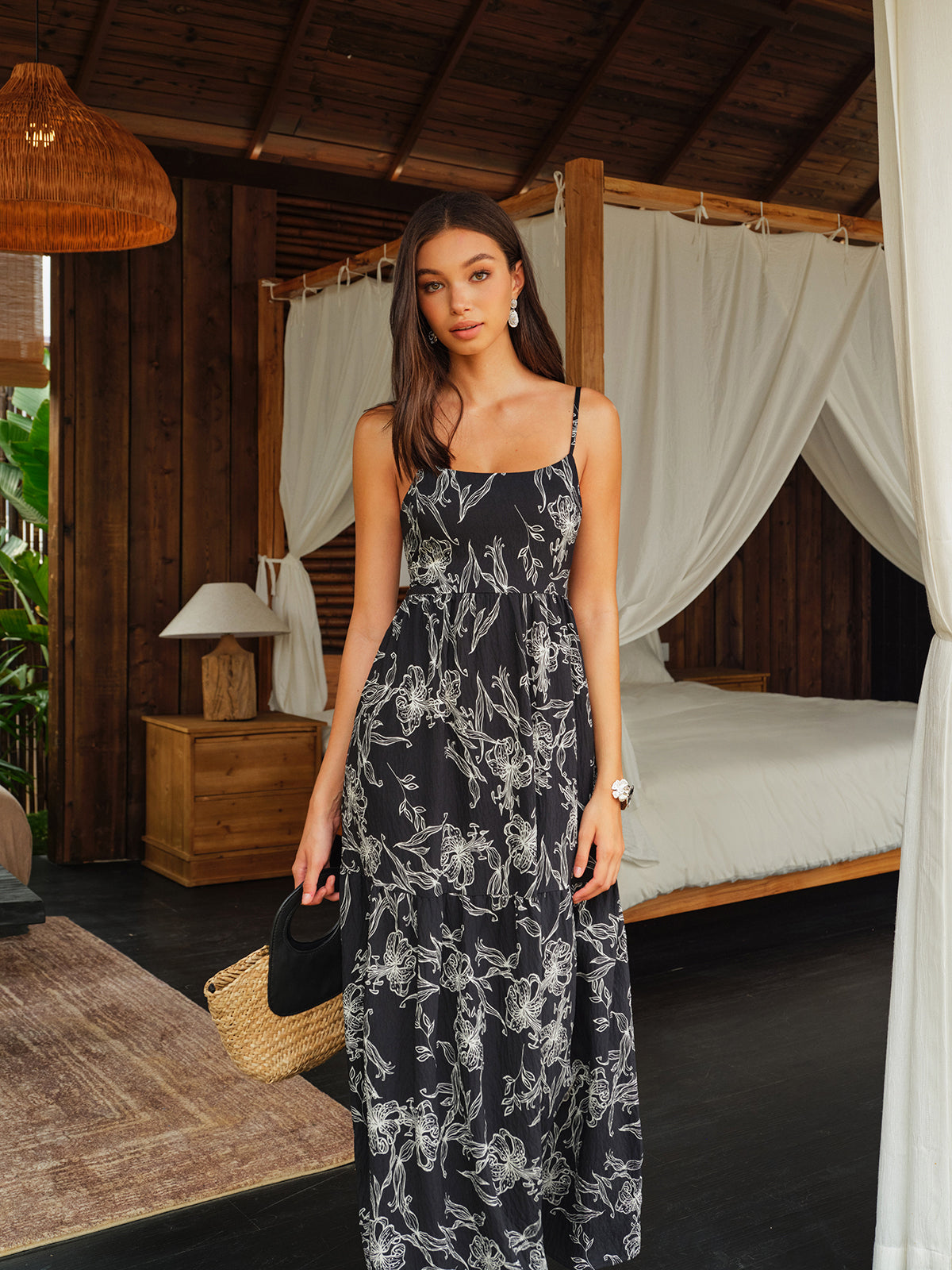 Robe caraco dos nu à imprimé floral