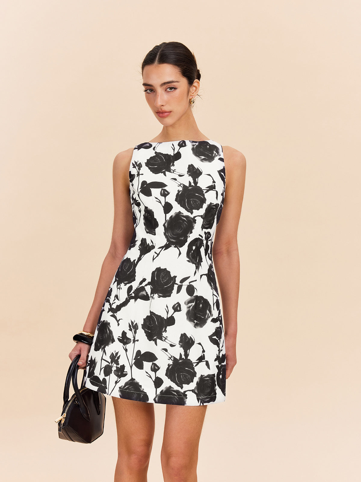 Backless Floral Print Dress