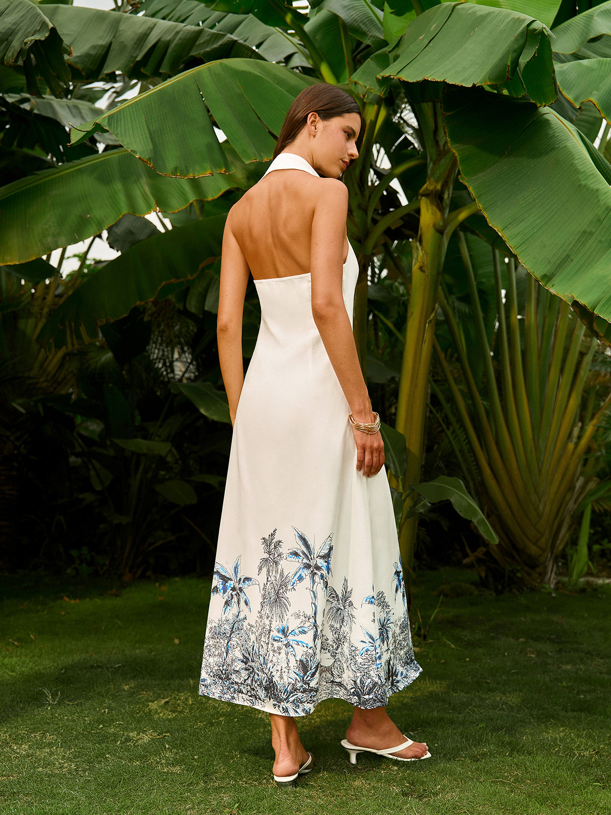 Robe bohème dos nu à nouer sur le devant