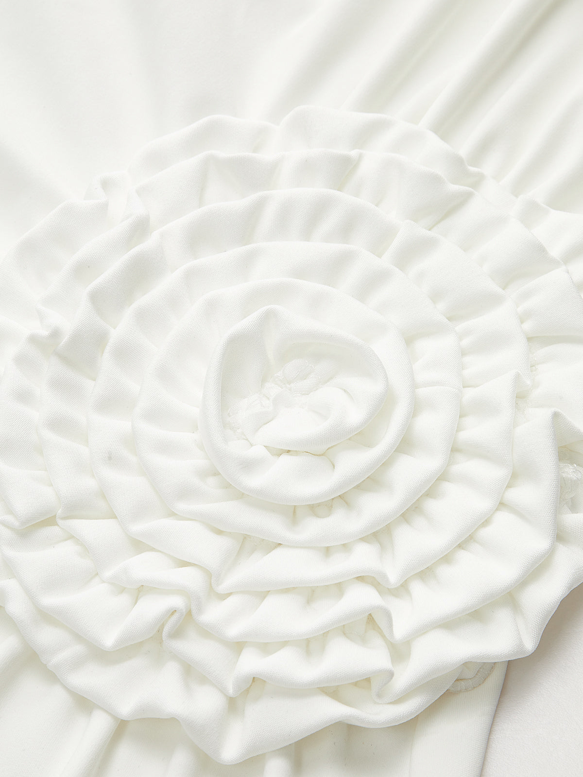 One-Shoulder Ruched Dress With Rosette Detail