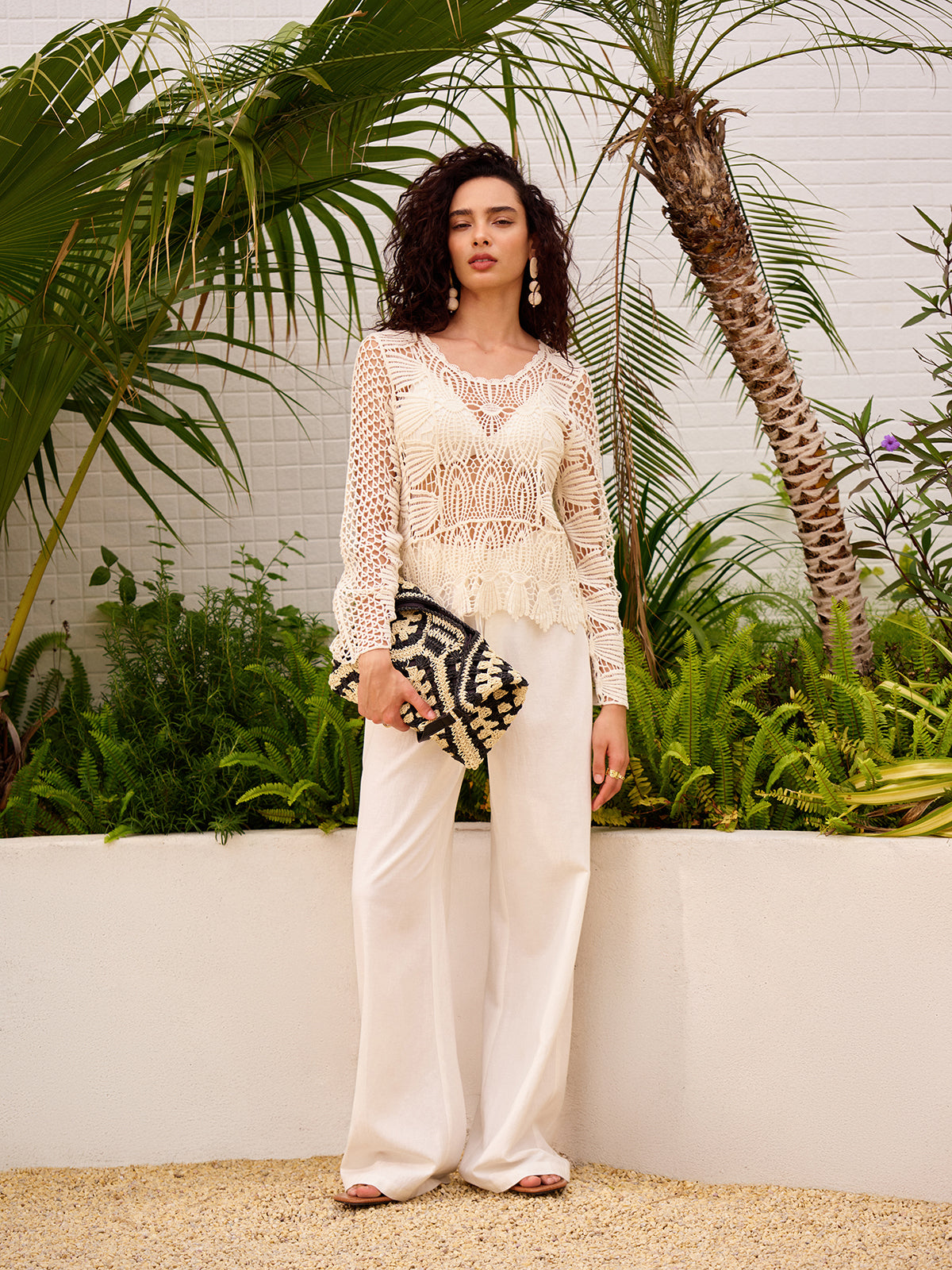 Sheer Cotton Crochet Knit Top