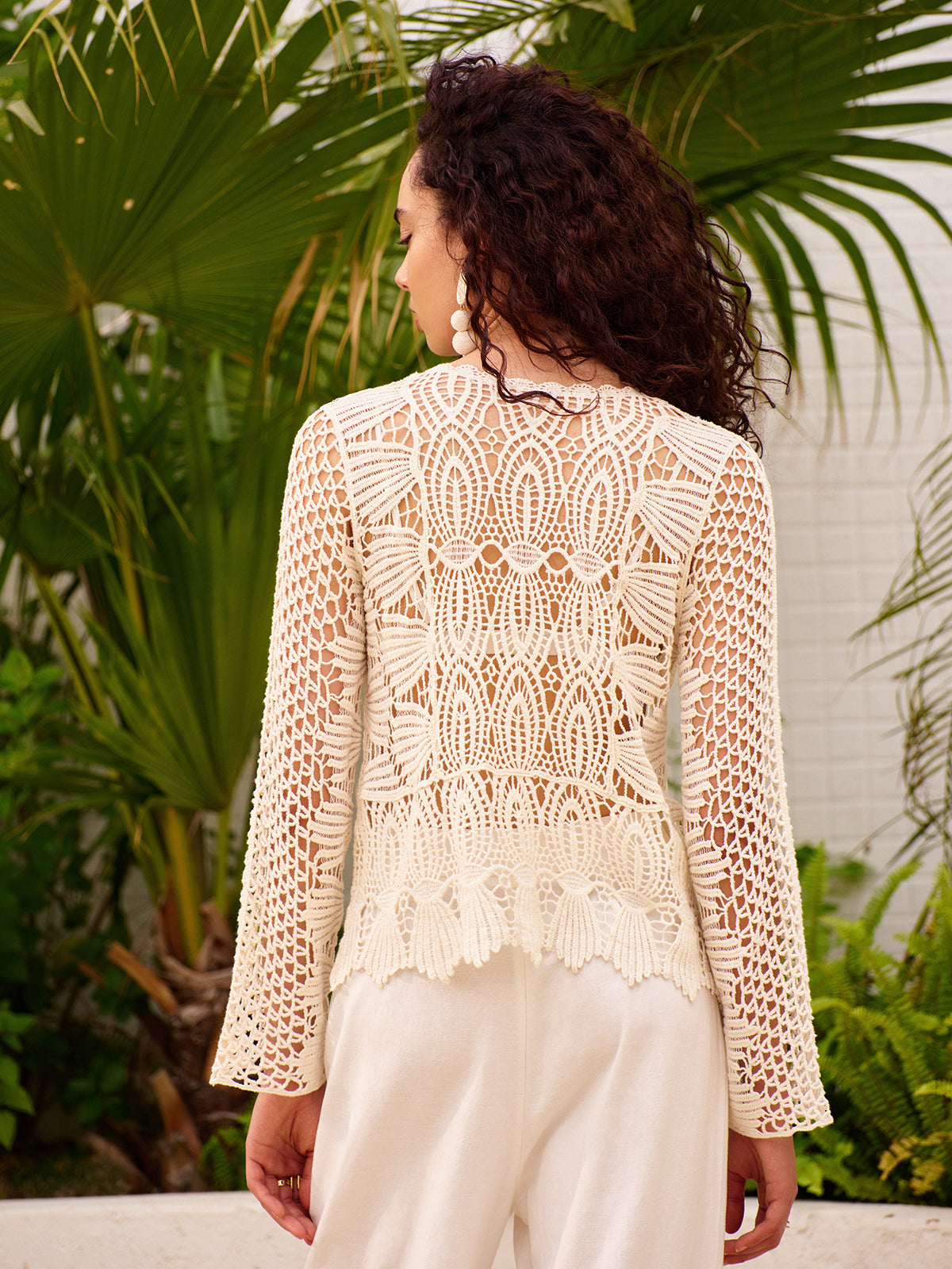 Sheer Cotton Crochet Knit Top