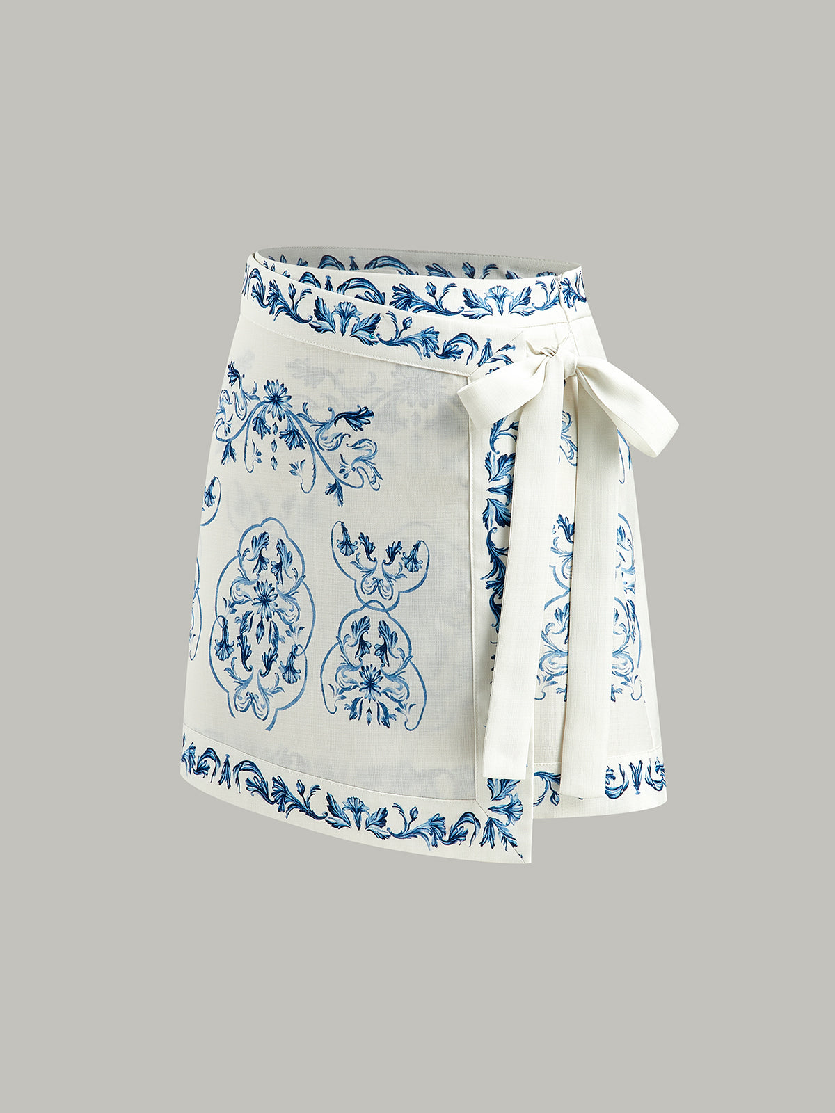 Jupe portefeuille nouée à imprimé floral