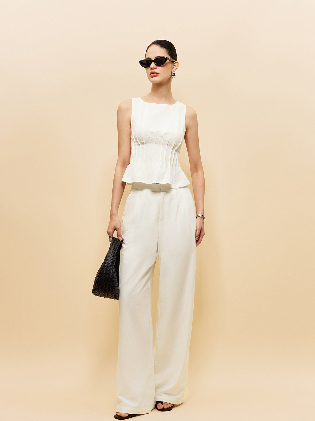 Ensemble Haut Peplum Et Pantalon Large