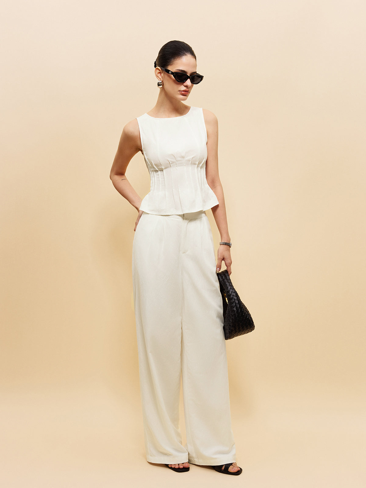 Ensemble Haut Peplum Et Pantalon Large