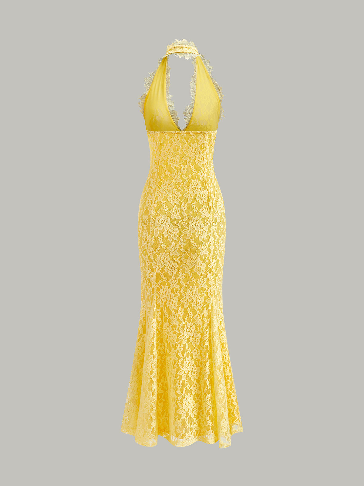 Halter Neck Floral Lace Dress