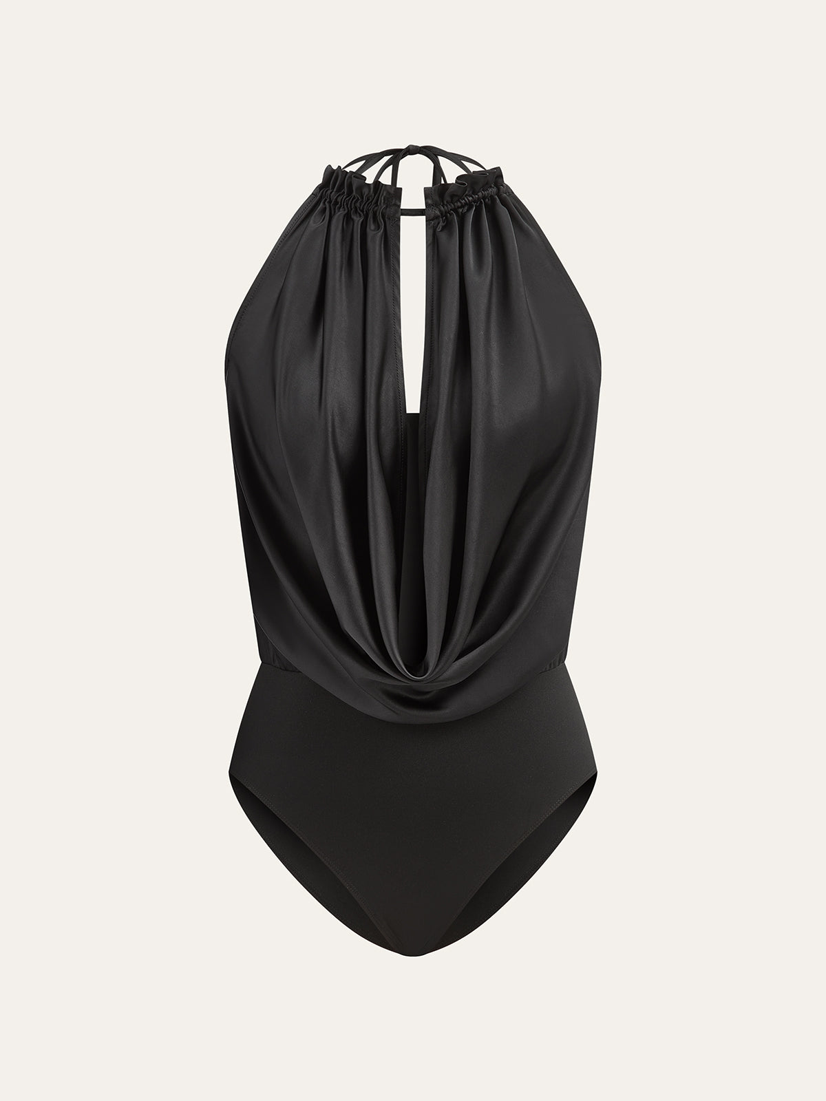 Satin Draped Halter Bodysuit