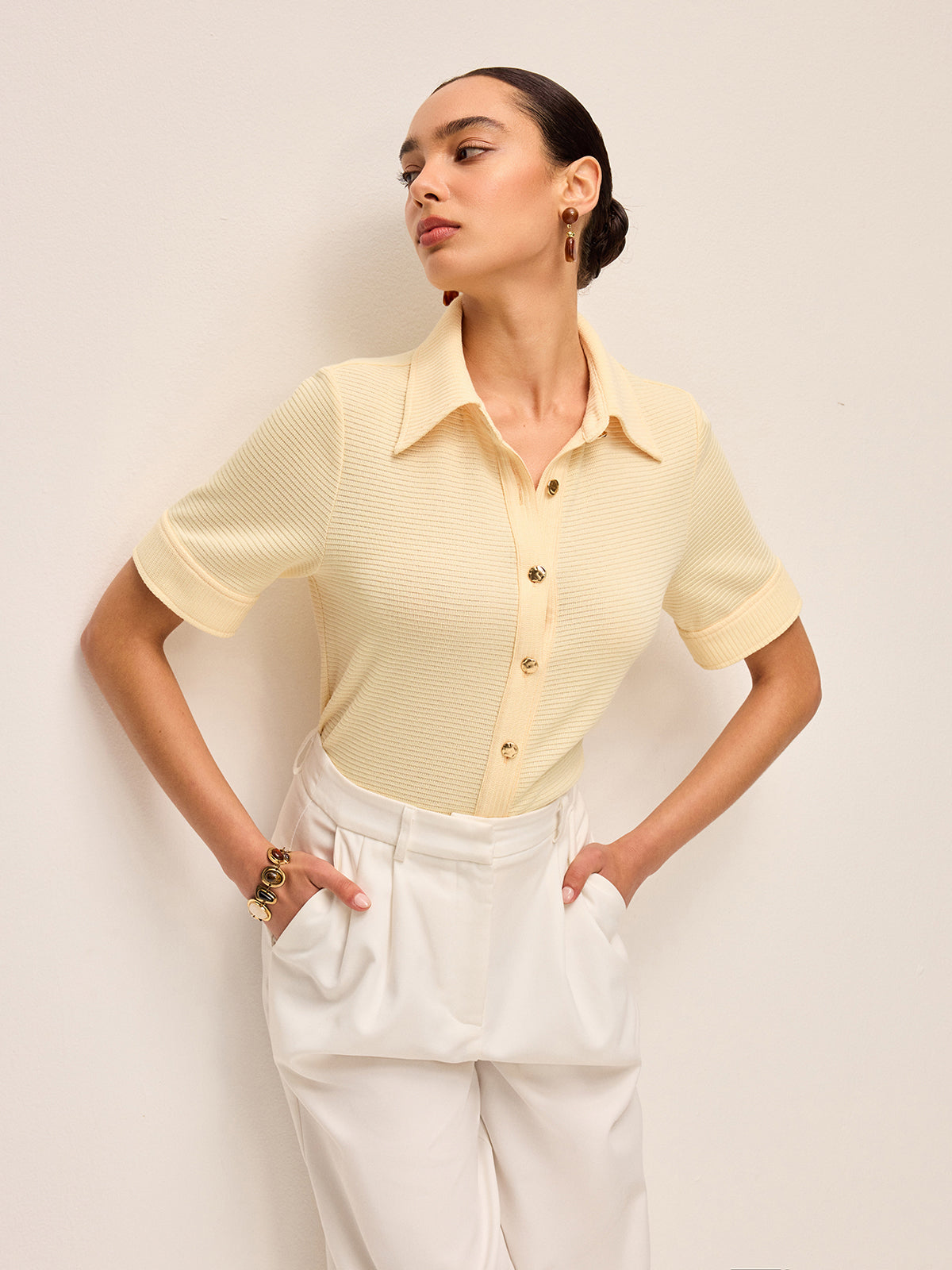 Short Sleeve Knit Polo Shirt