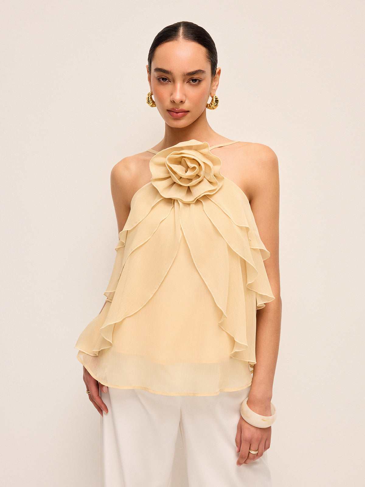 Floral Ruffle Halter Top