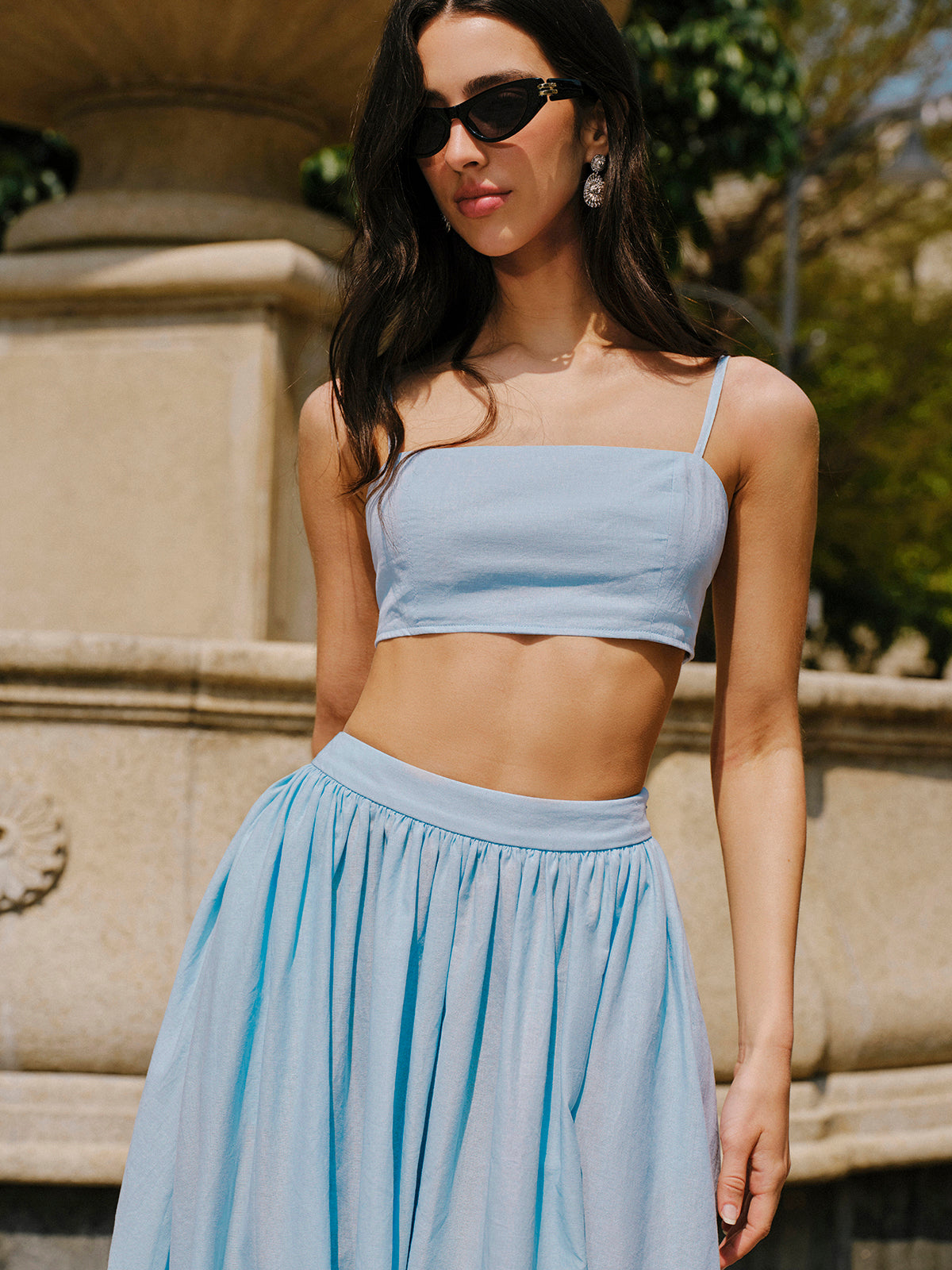 Cotton & Linen Pocket Detail Skirt Set