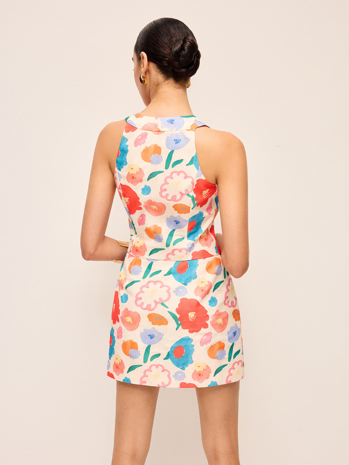 Ensemble jupe et jupe à boutons floraux