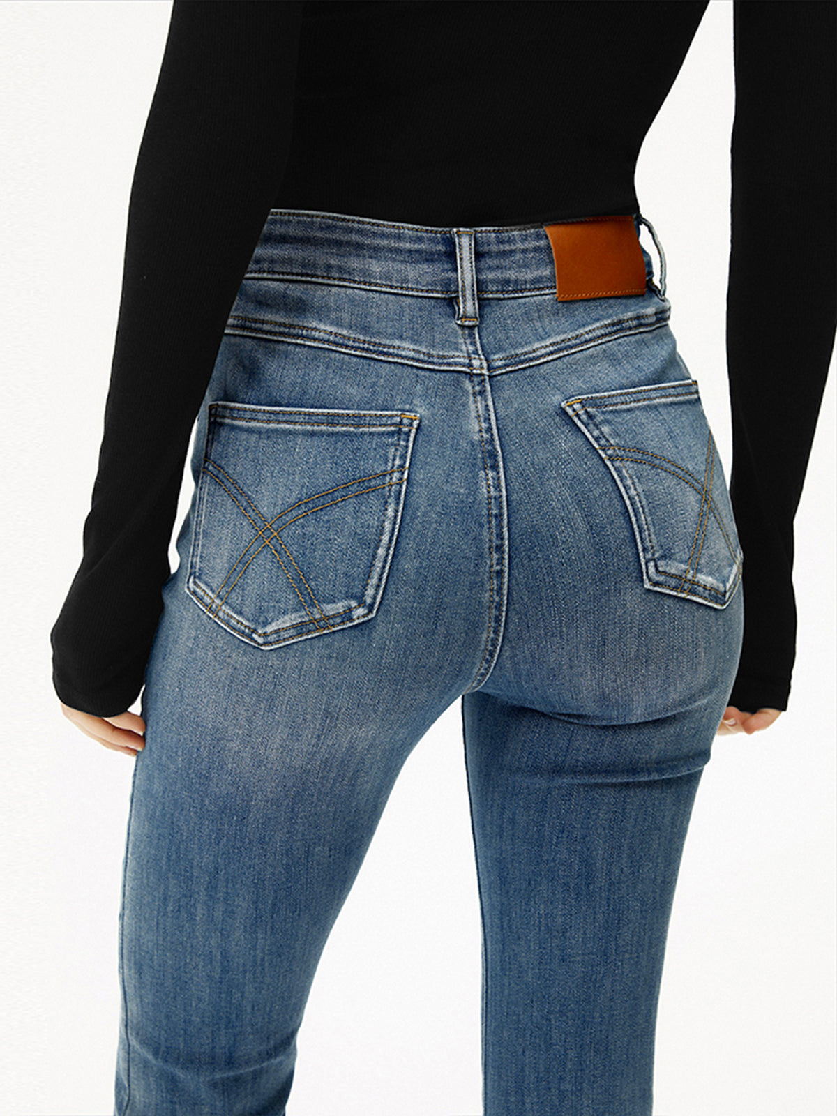 Jean bootcut taille haute en denim