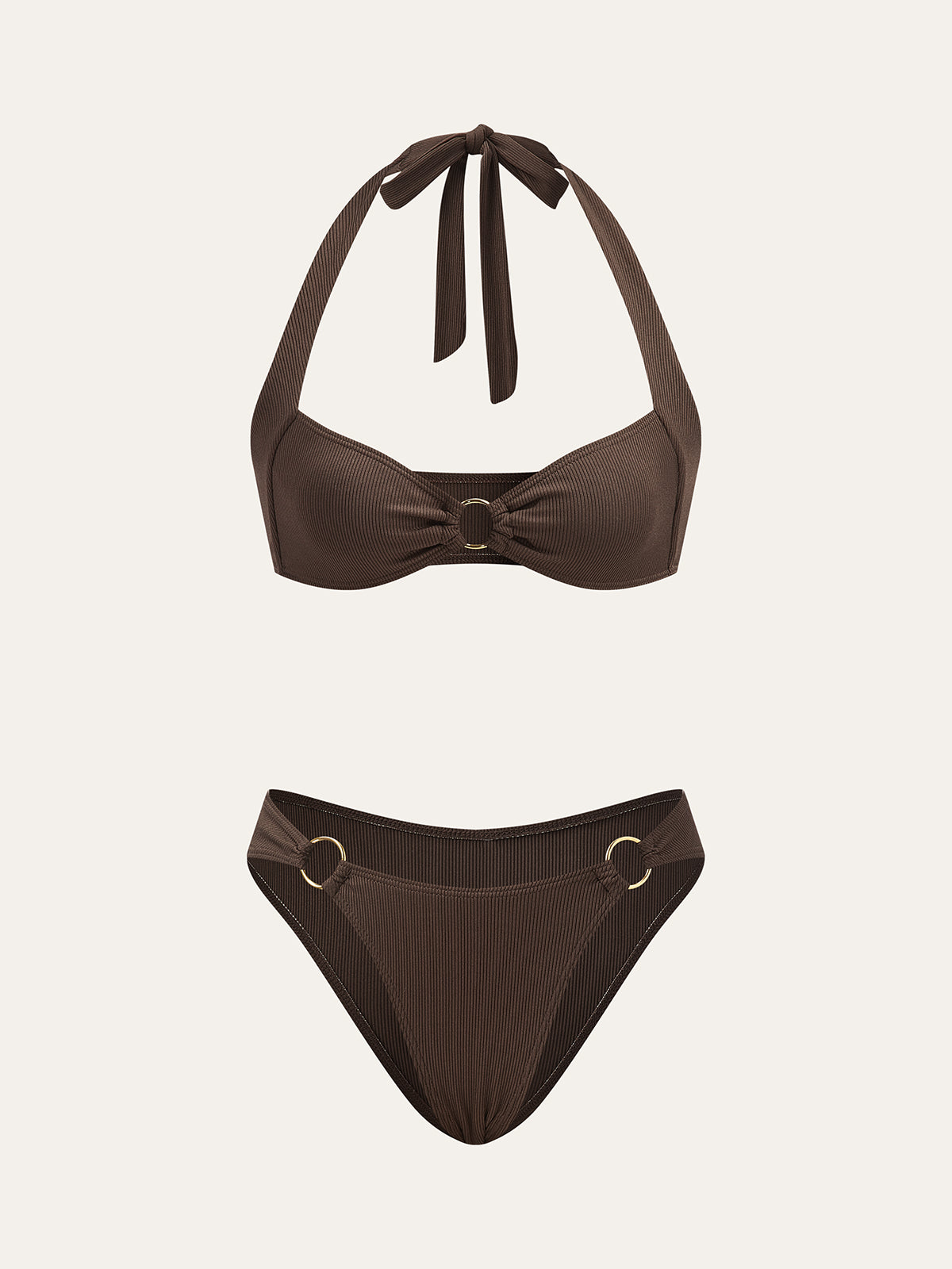 Ensemble bikini licou avec anneau