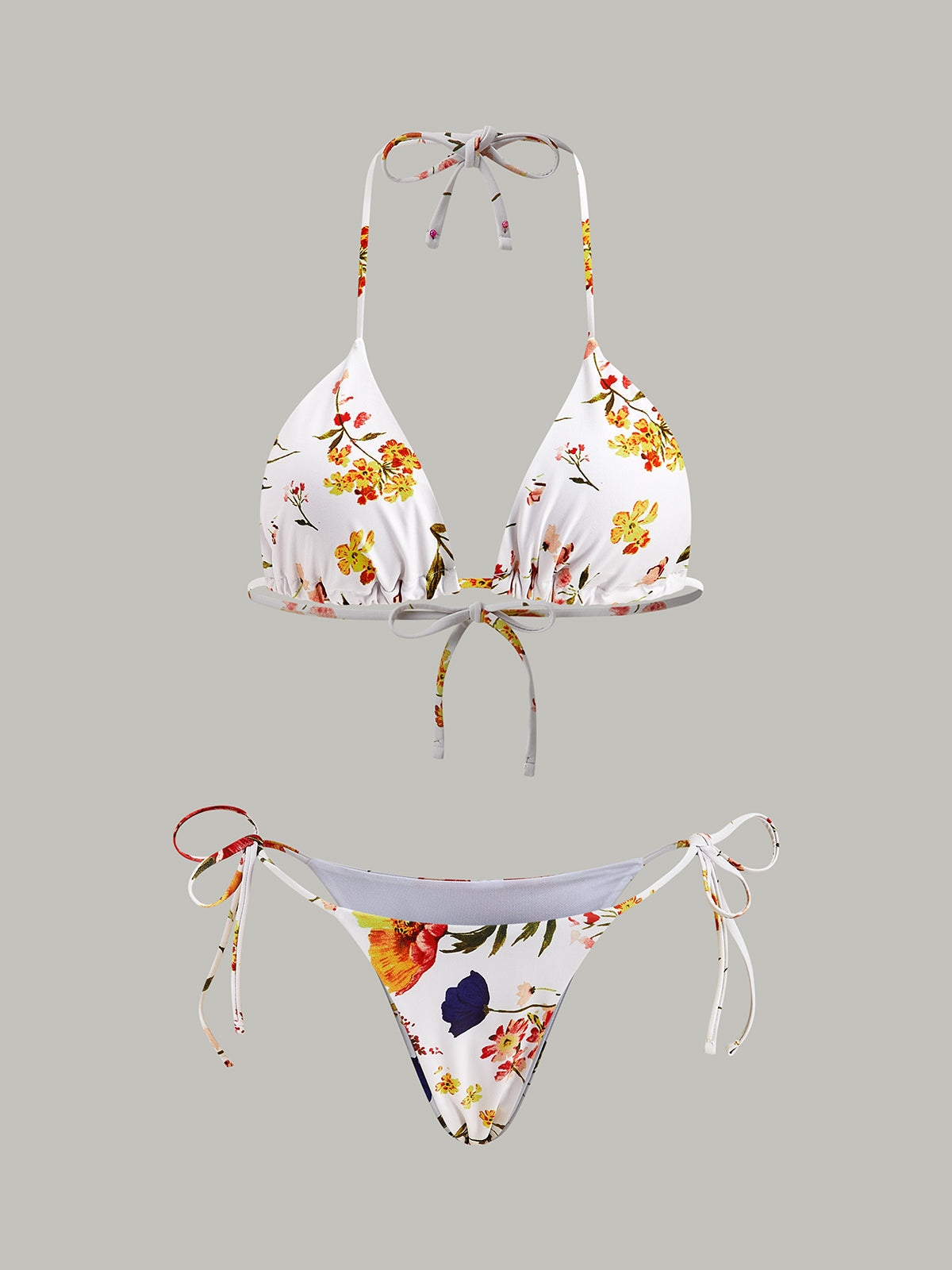 Bikini-Set mit Blumenmuster und Bindebändern