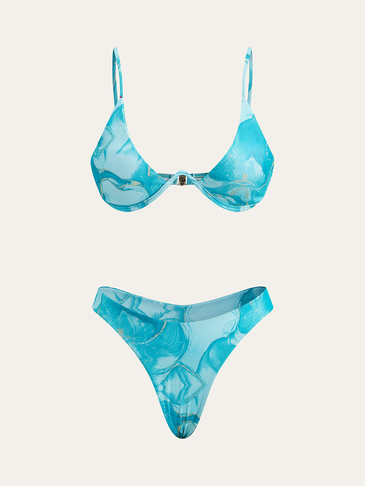 Marmor-Print-Bikini-Set mit Cover-up-Rock
