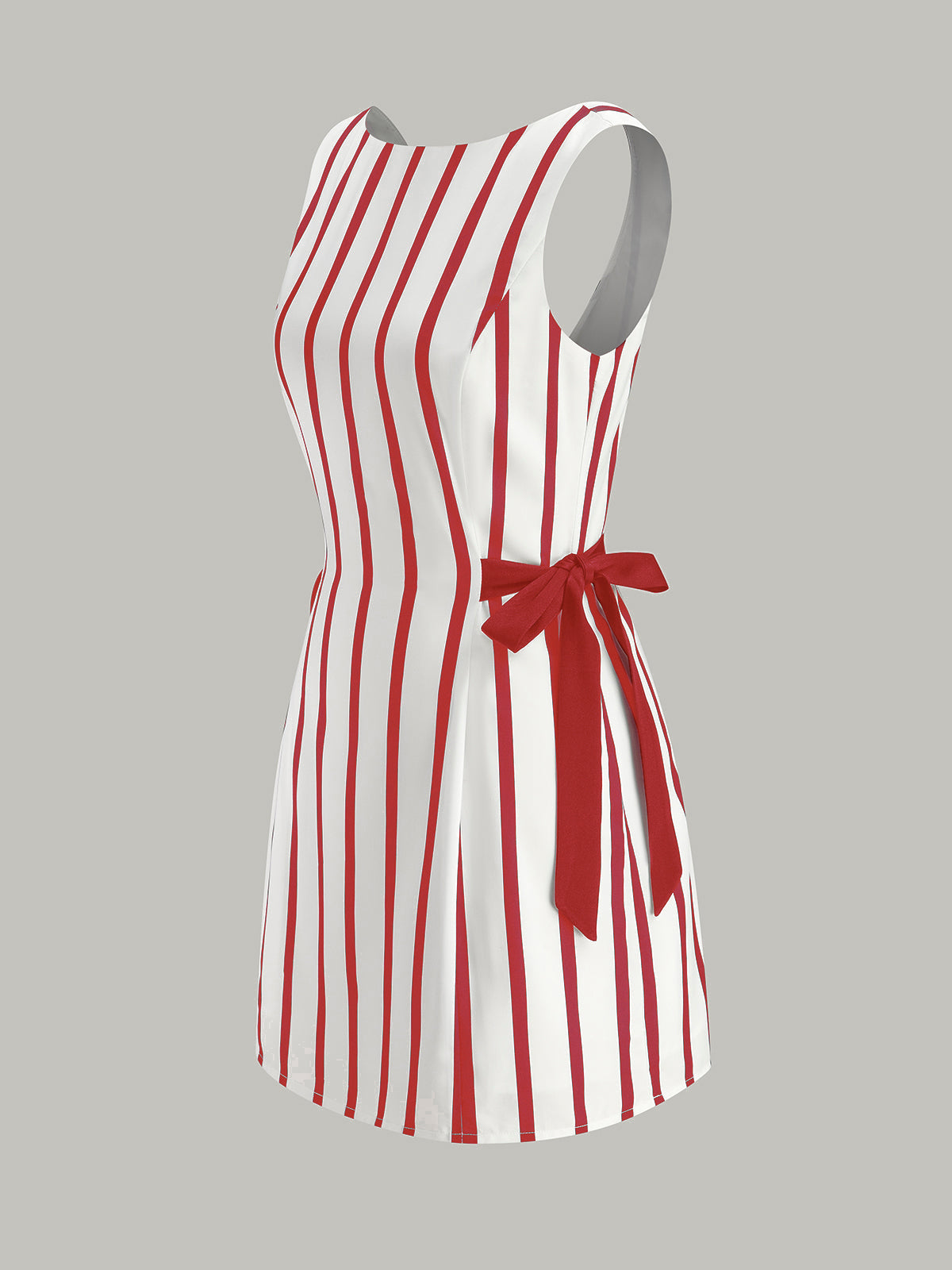 Robe rayée dos nu à double fermeture éclair et nœud double face