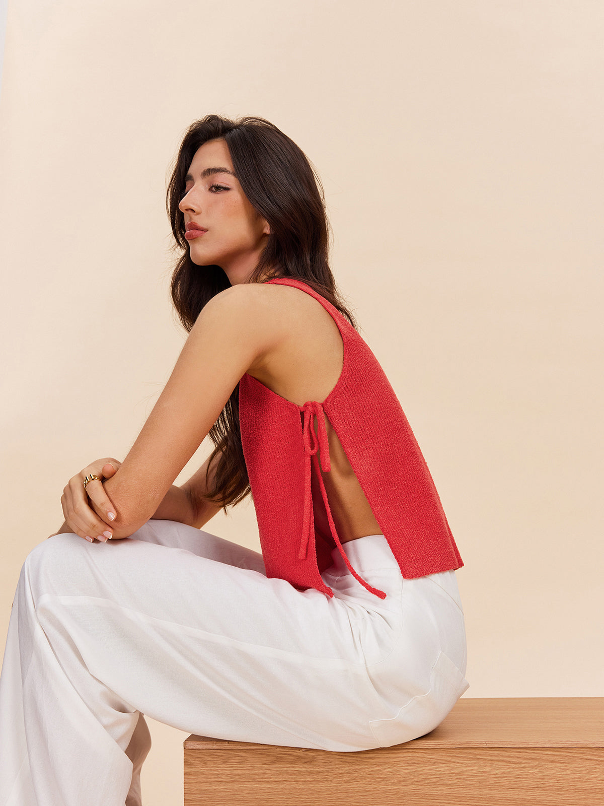 Knit Top With Side Tie Detail