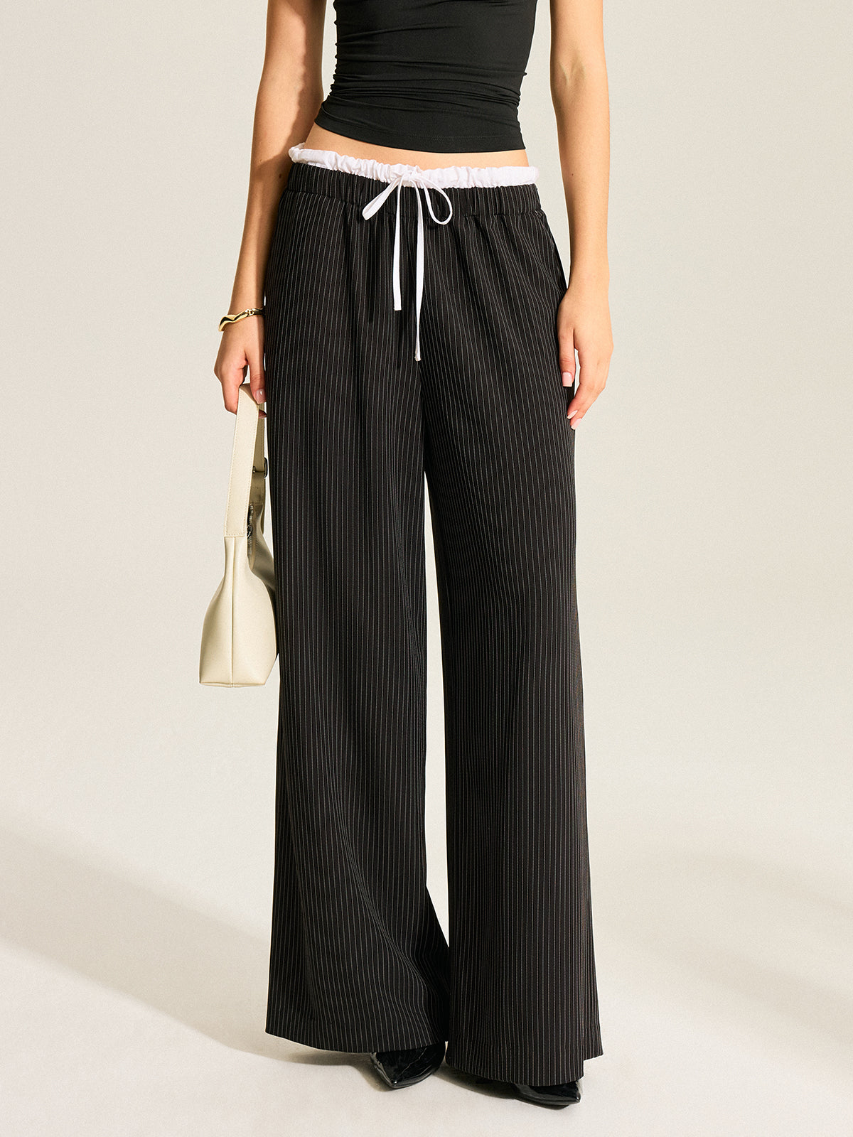 Pantalon large rayé