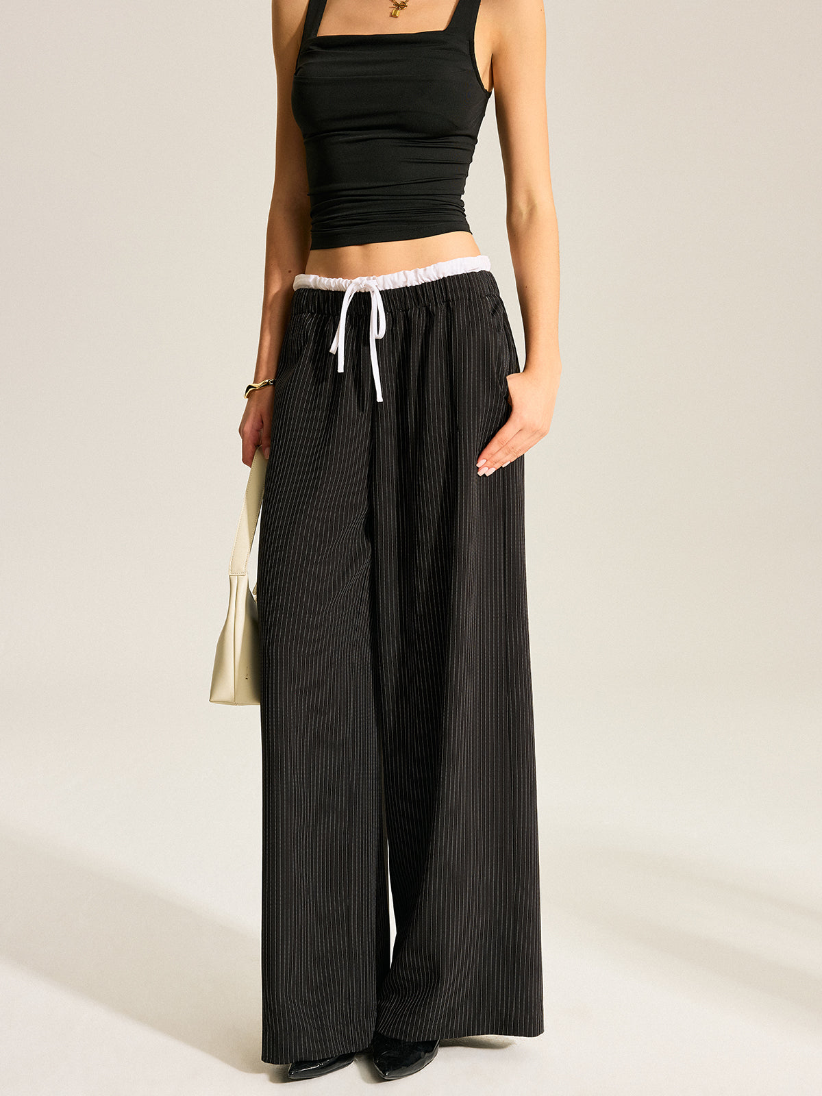 Pantalon large rayé