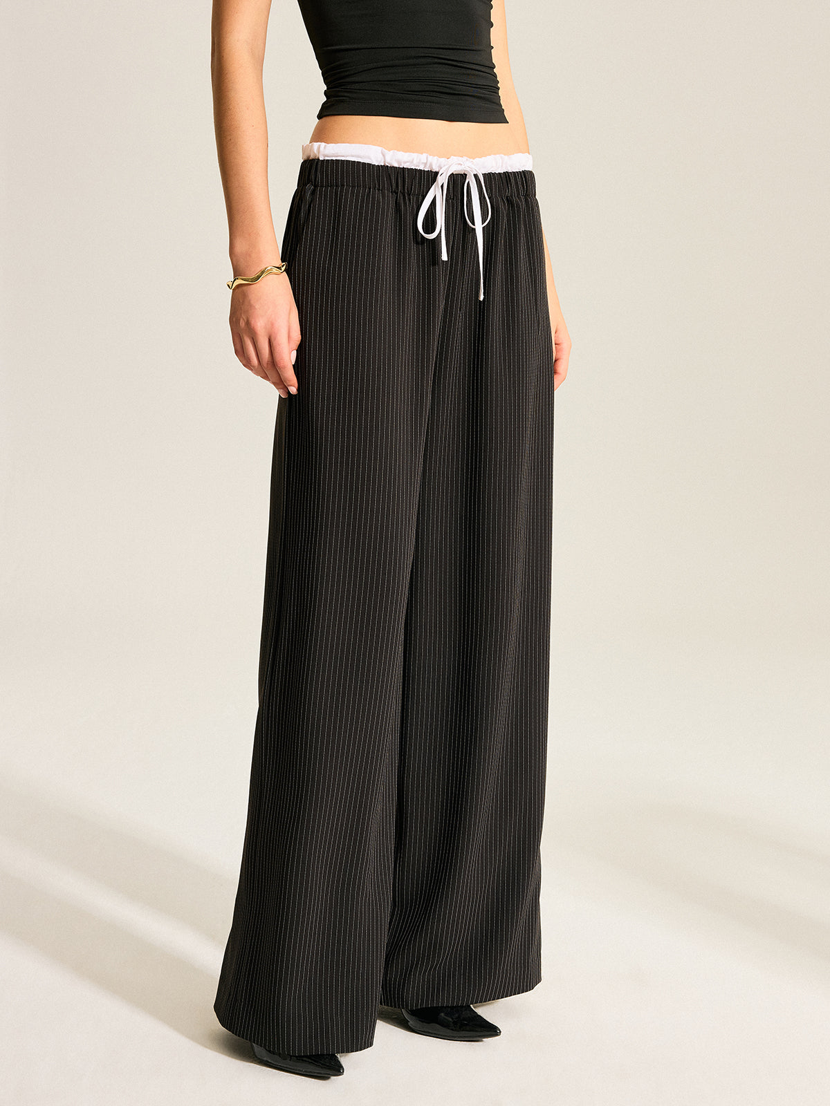 Pantalon large rayé