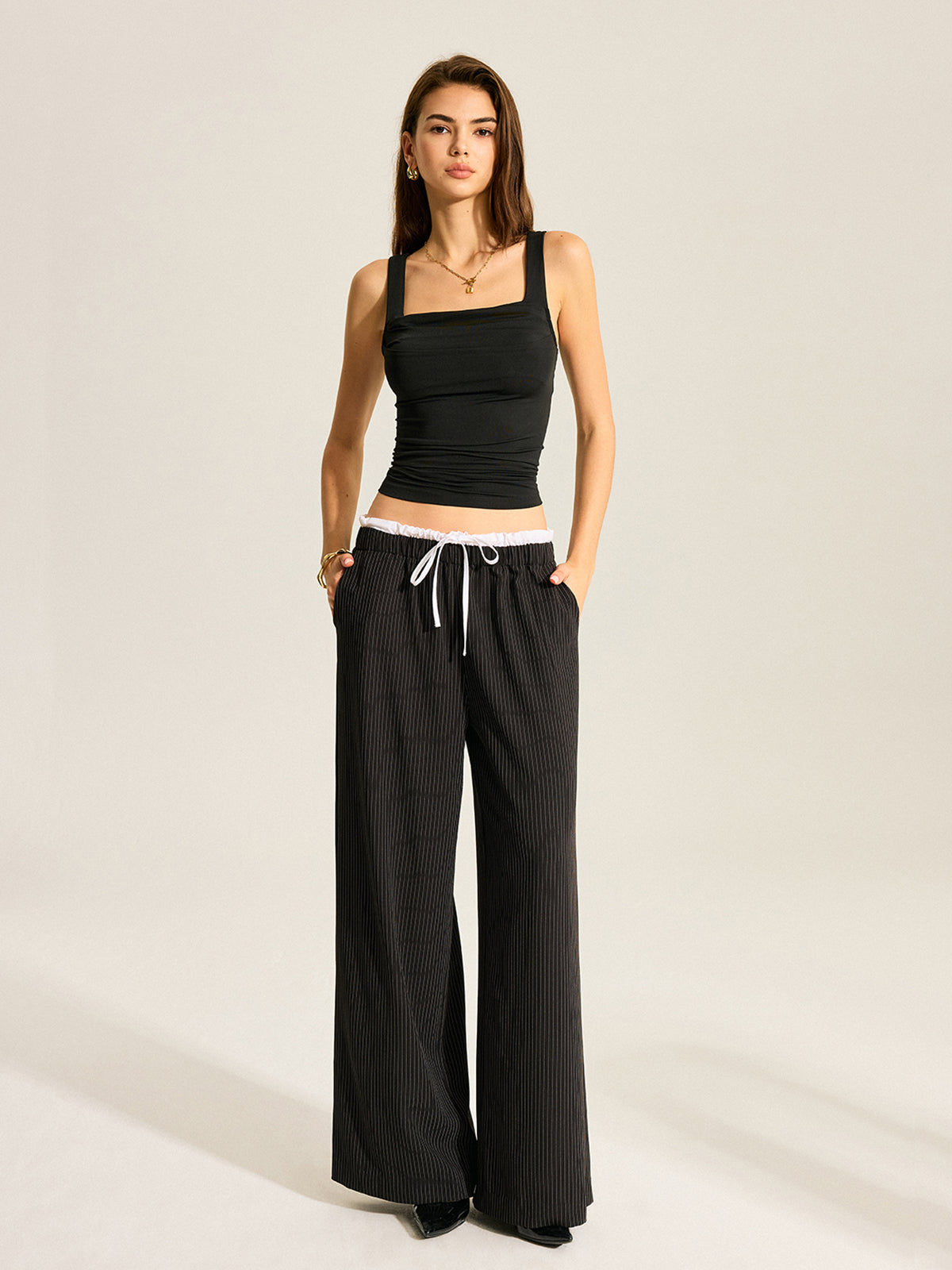 Pantalon large rayé