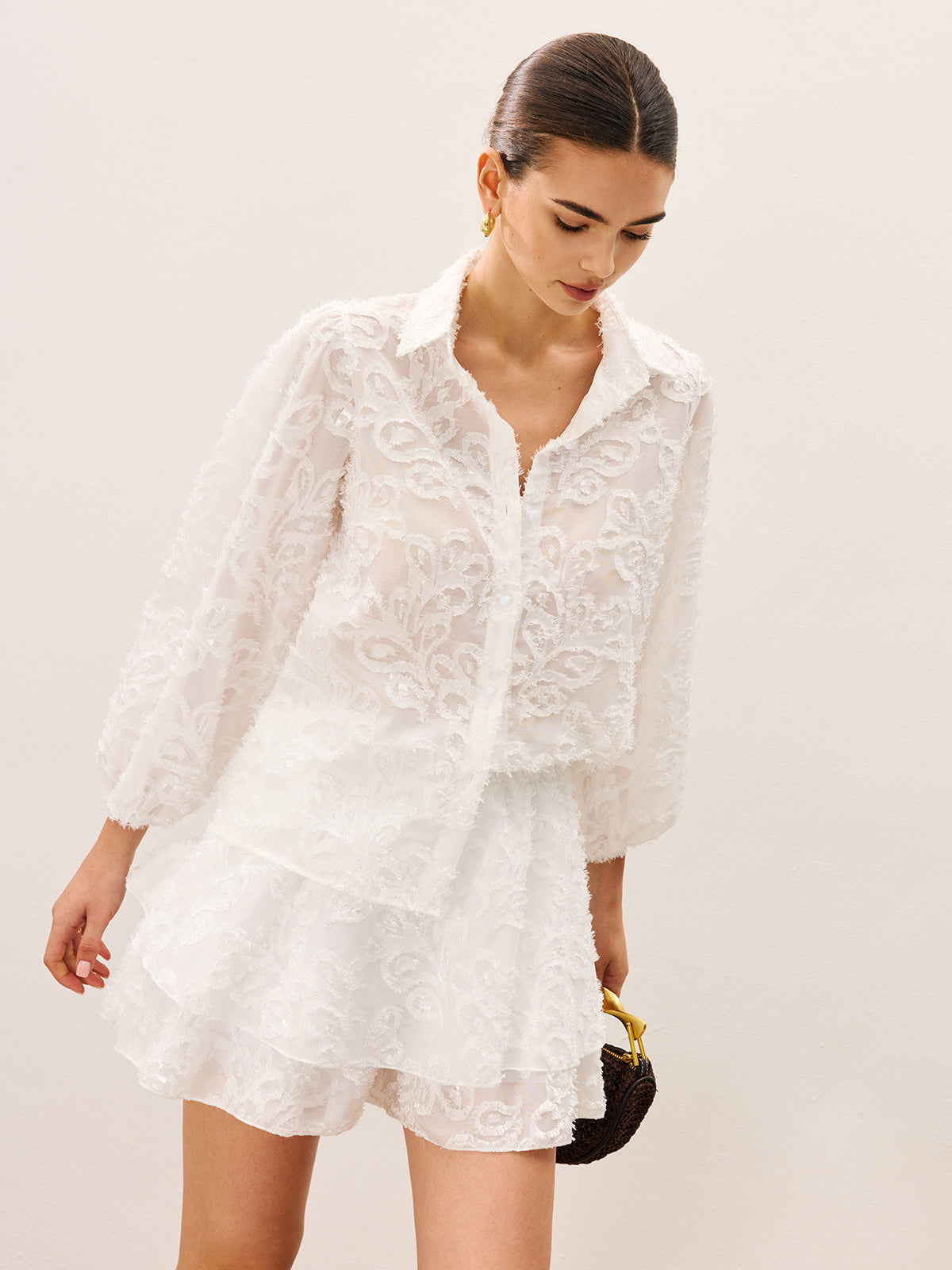 Sheer Embroidered Short Set