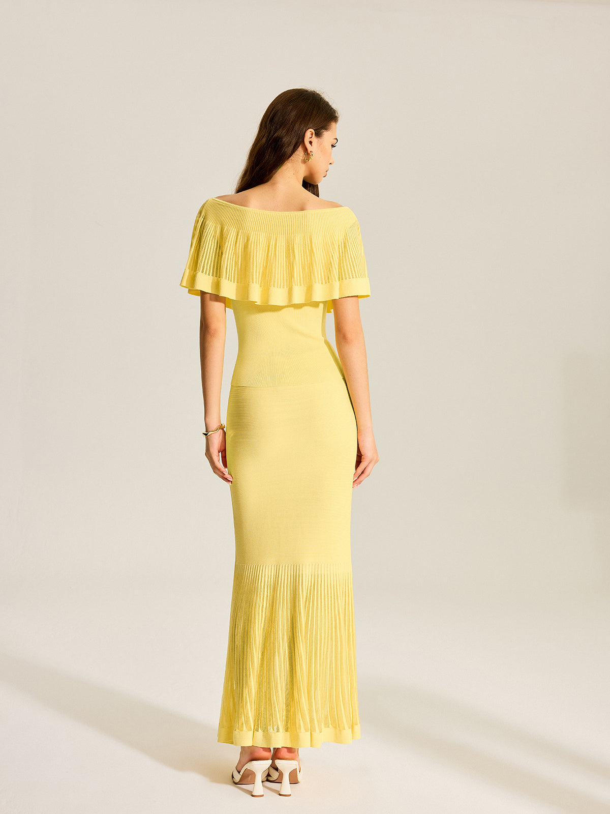 Tulle-Paneled Knitted Skirt