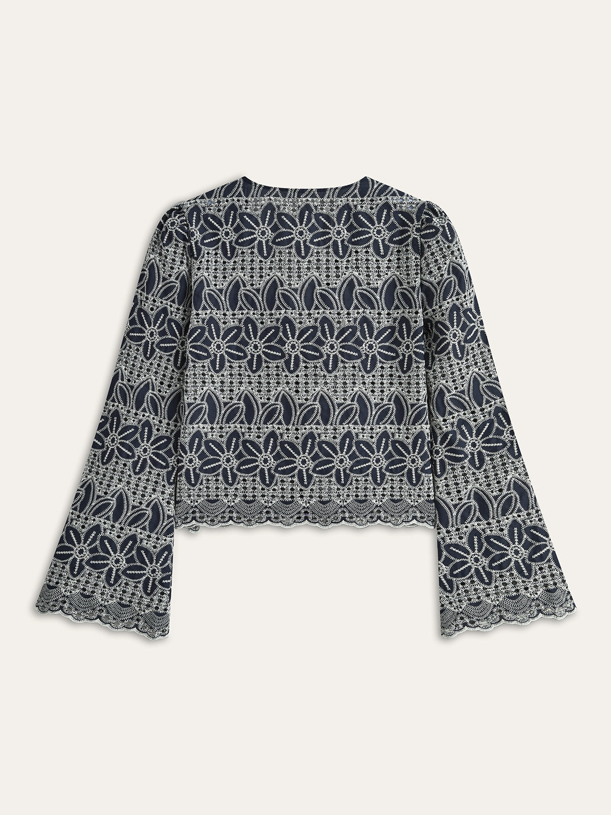 Embroidered Blouse with Tie-Front