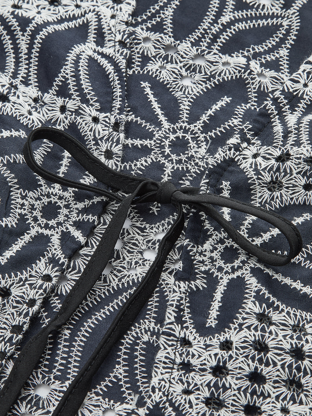 Embroidered Blouse with Tie-Front