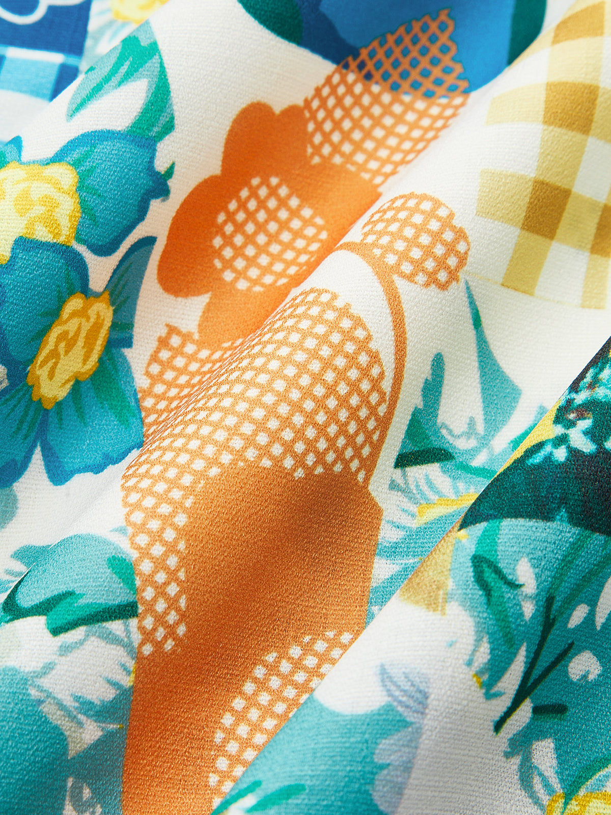 Robe longue à imprimé citronnade et bordure en dentelle