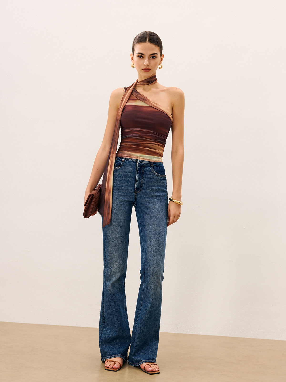 Dradient Top With Scarf-Detail