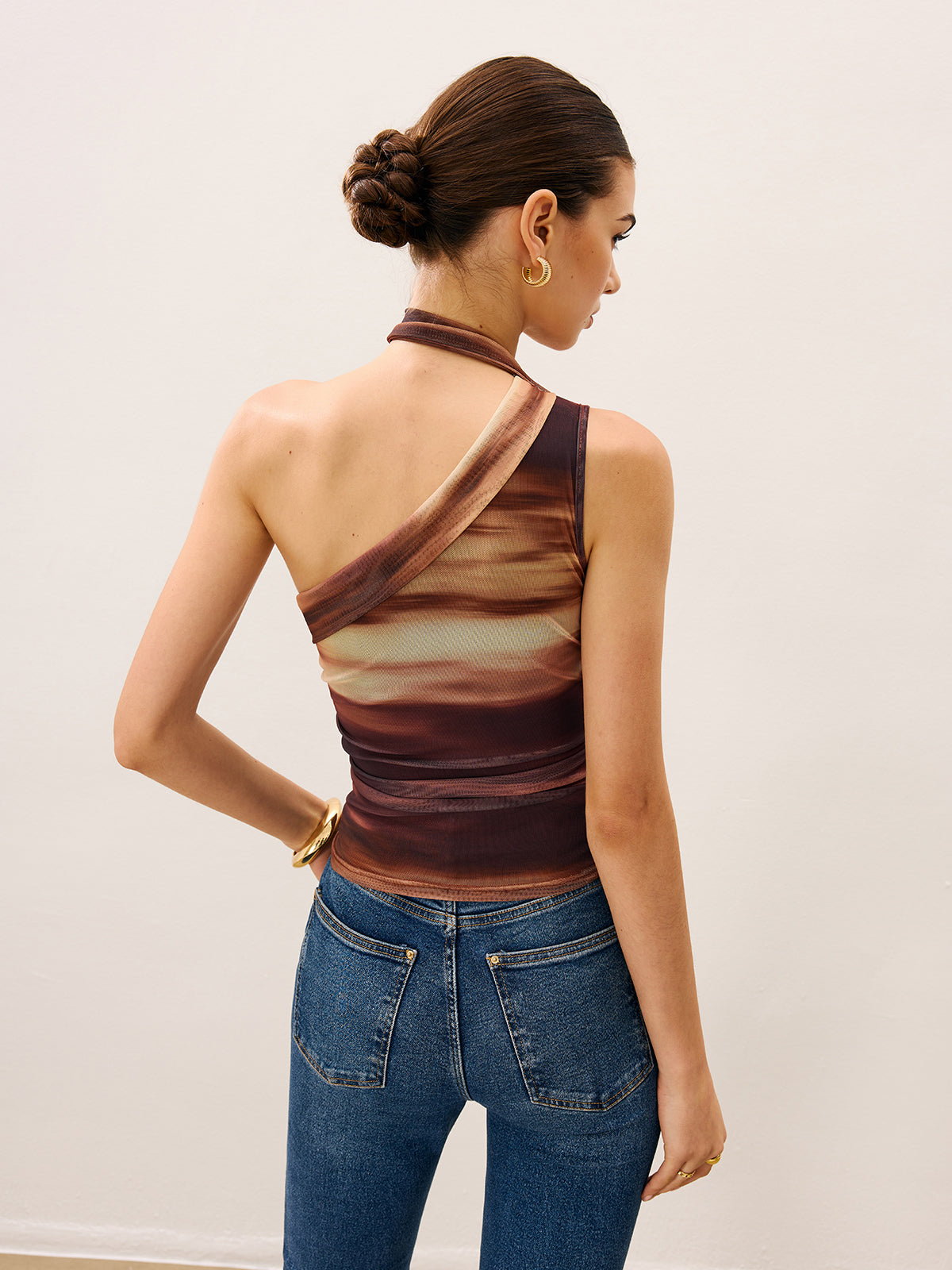 Dradient Top With Scarf-Detail