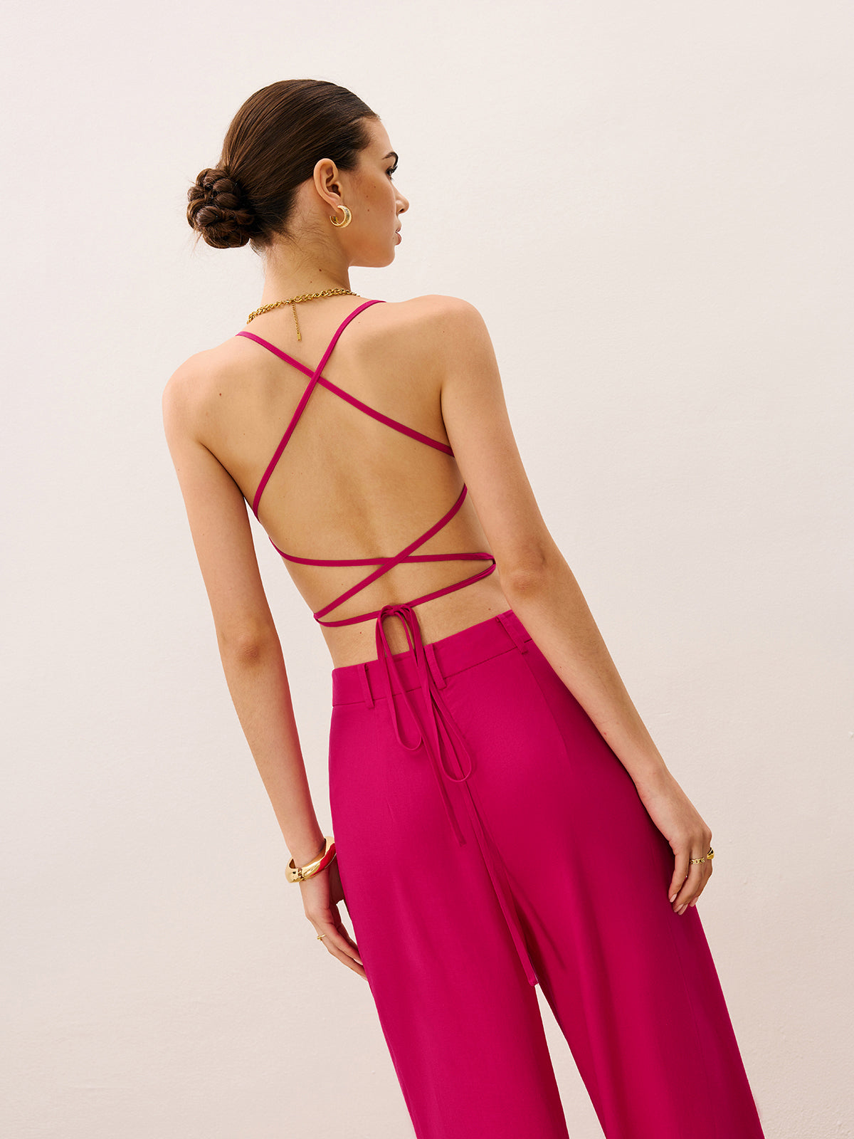 Ensemble haut dos-nu et pantalon large