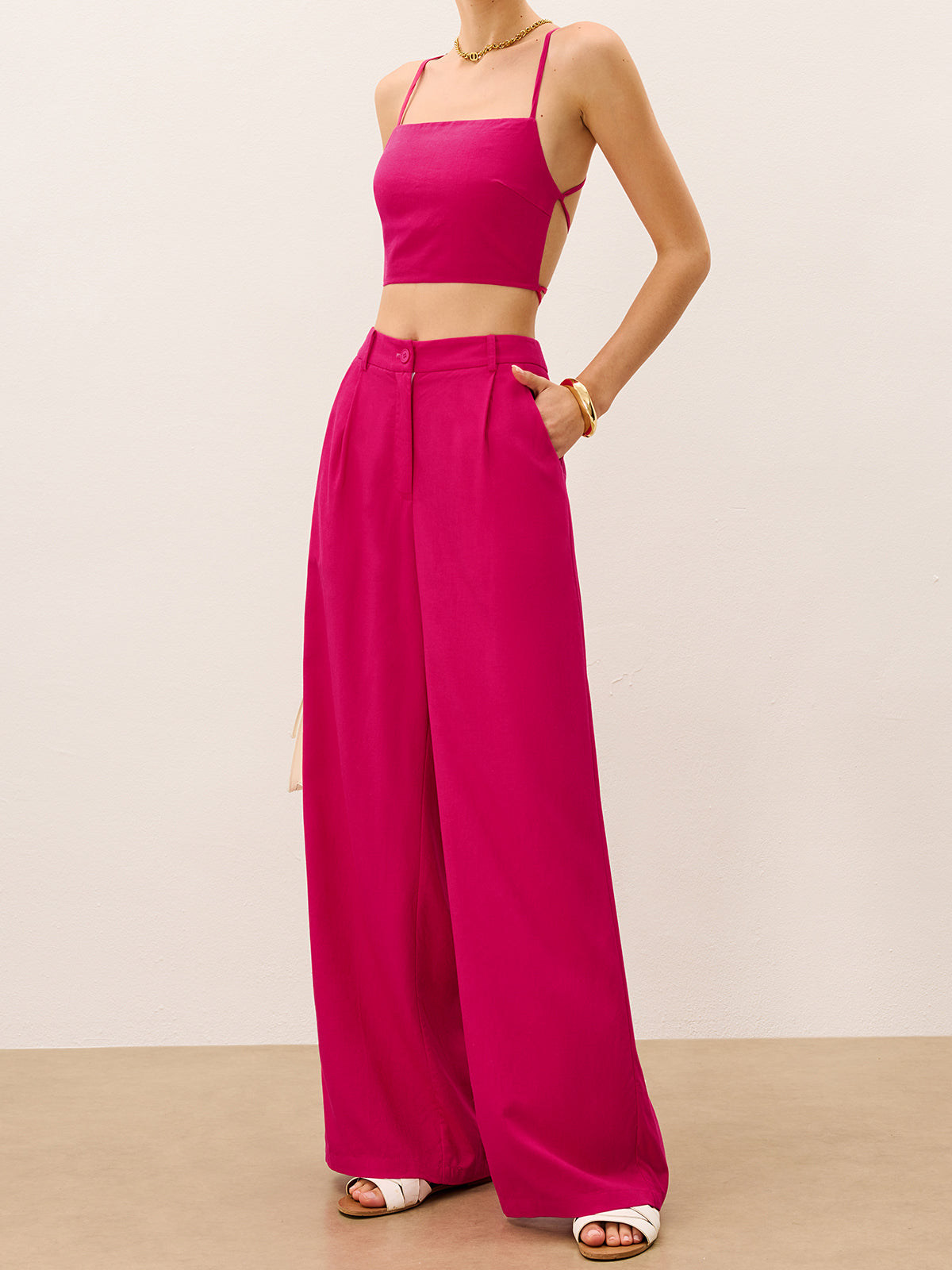 Ensemble haut dos-nu et pantalon large
