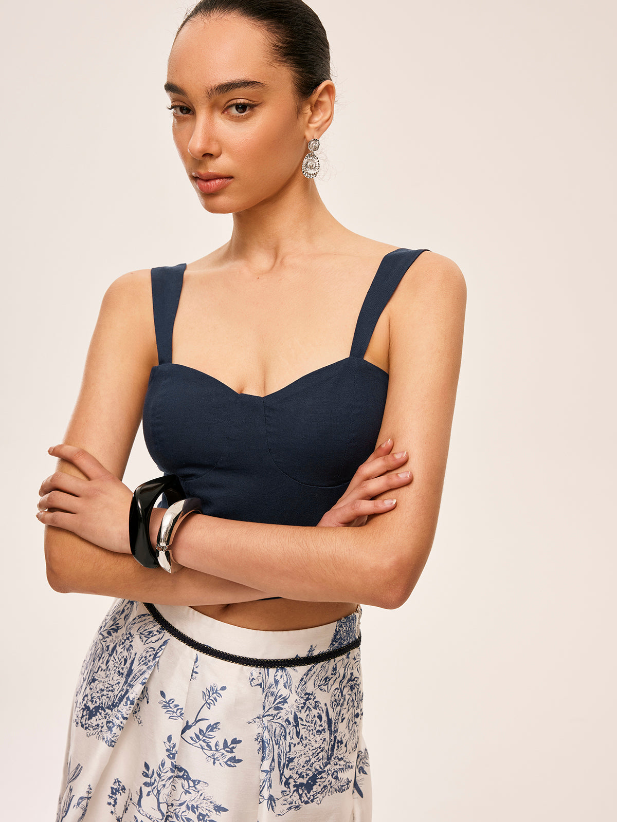 Cotton & Linen Floral Print Skirt Set