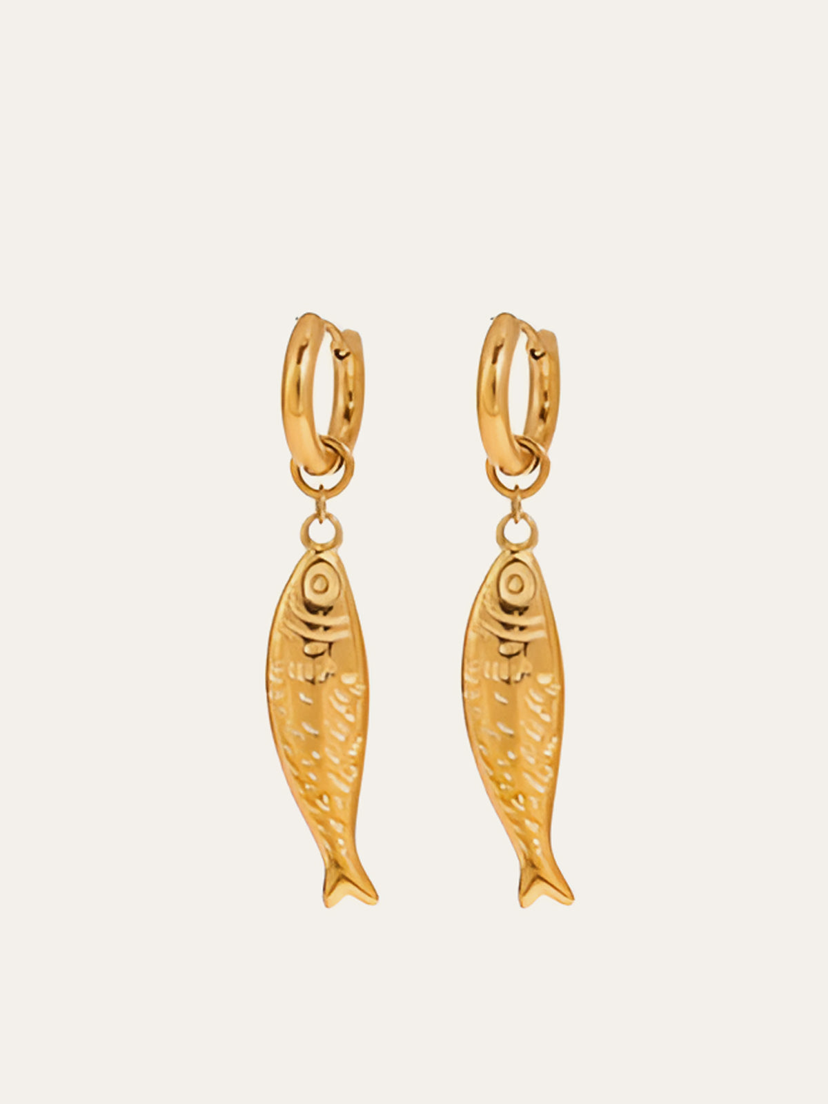 Boucles d'oreilles pendantes avec pendentif poisson doré